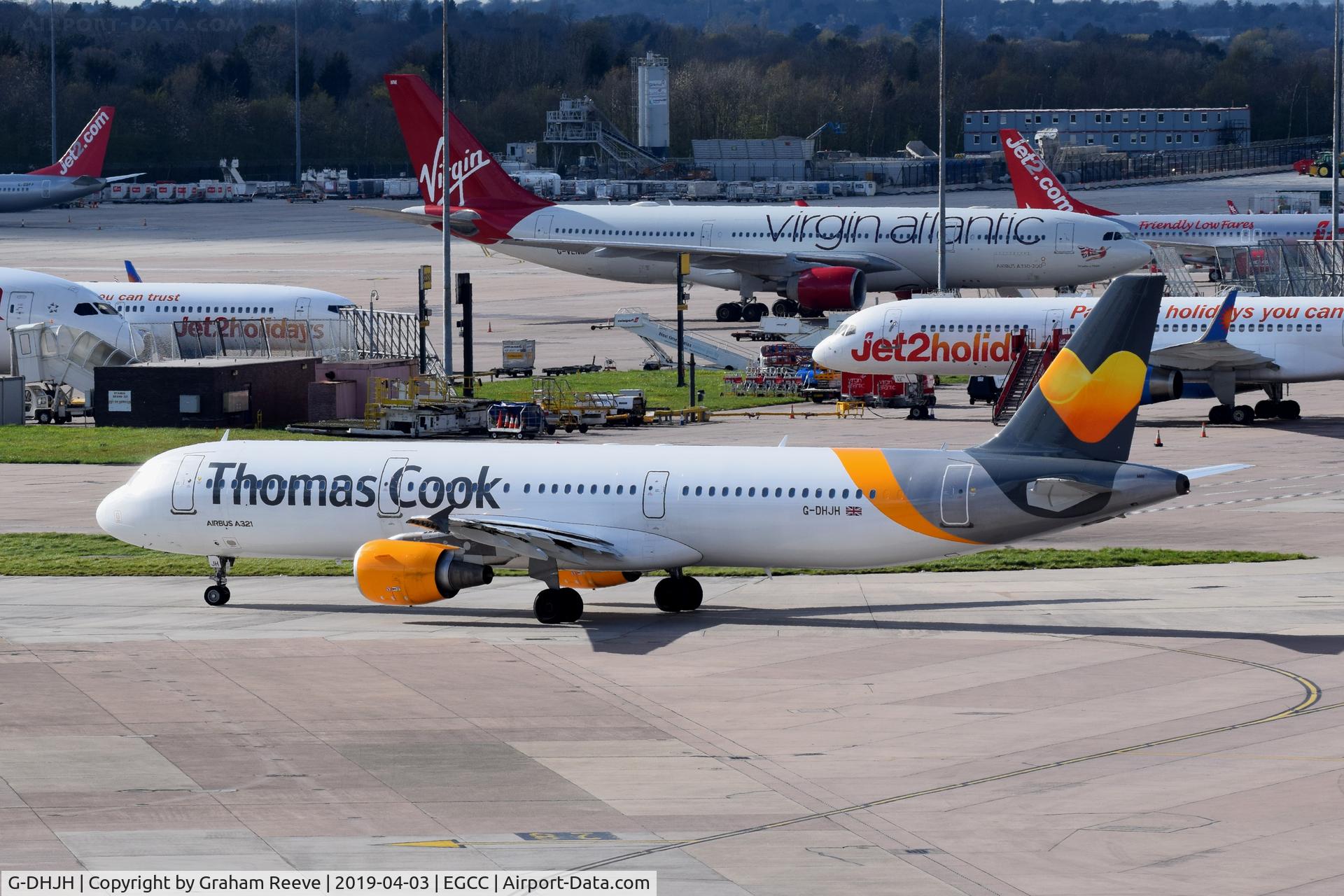 G-DHJH, 2000 Airbus A321-211 C/N 1238, Departing from Manchester.