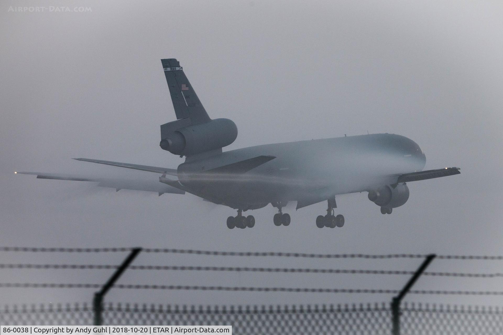 86-0038, 1986 McDonnell Douglas KC-10A Extender C/N 48251, Foggy morning at Ramstein