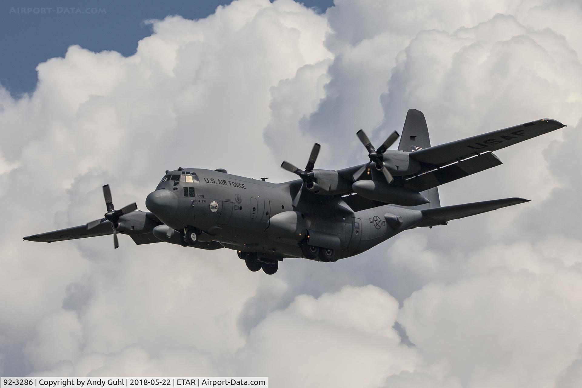 92-3286, 1992 Lockheed C-130H Hercules C/N 382-5349, Clouds