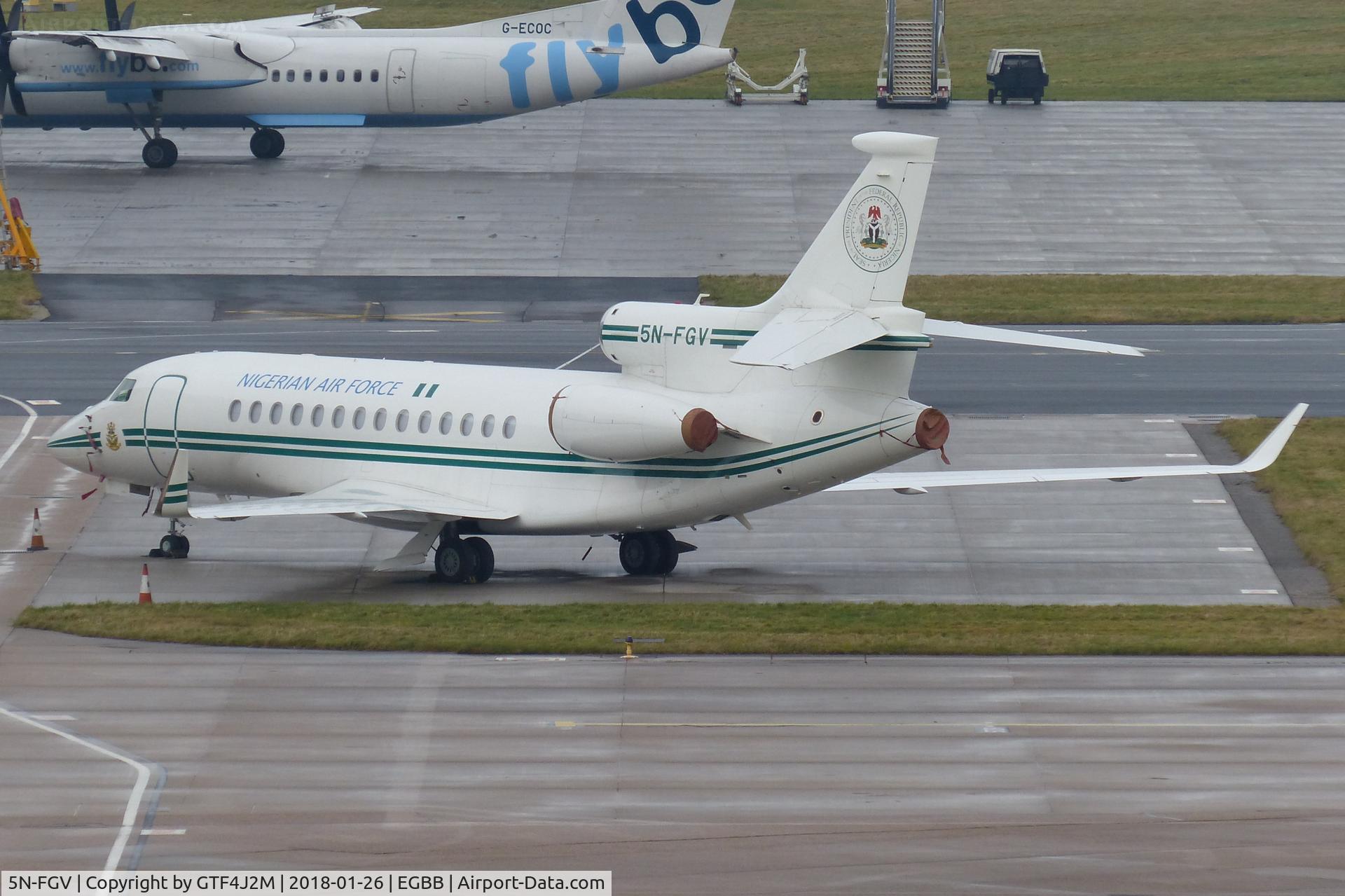 5N-FGV, 2012 Dassault Falcon 7X C/N 126, 5N-FGV at Birmingham 26.1.18
