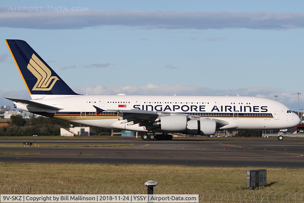 9V-SKZ, 2018 Airbus A380-841 C/N 255, taxi from 34L