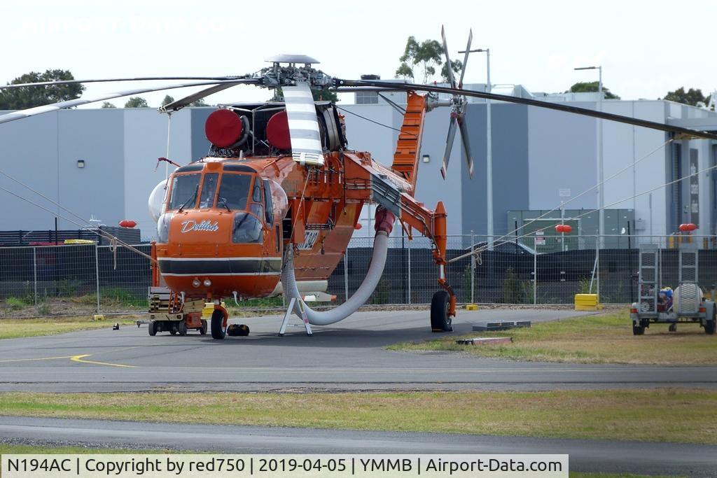 N194AC, 1967 Sikorsky S-64E C/N 64017, Skycrane firebomber awaiting the call at Moorabbin Apr 5, 2019.
