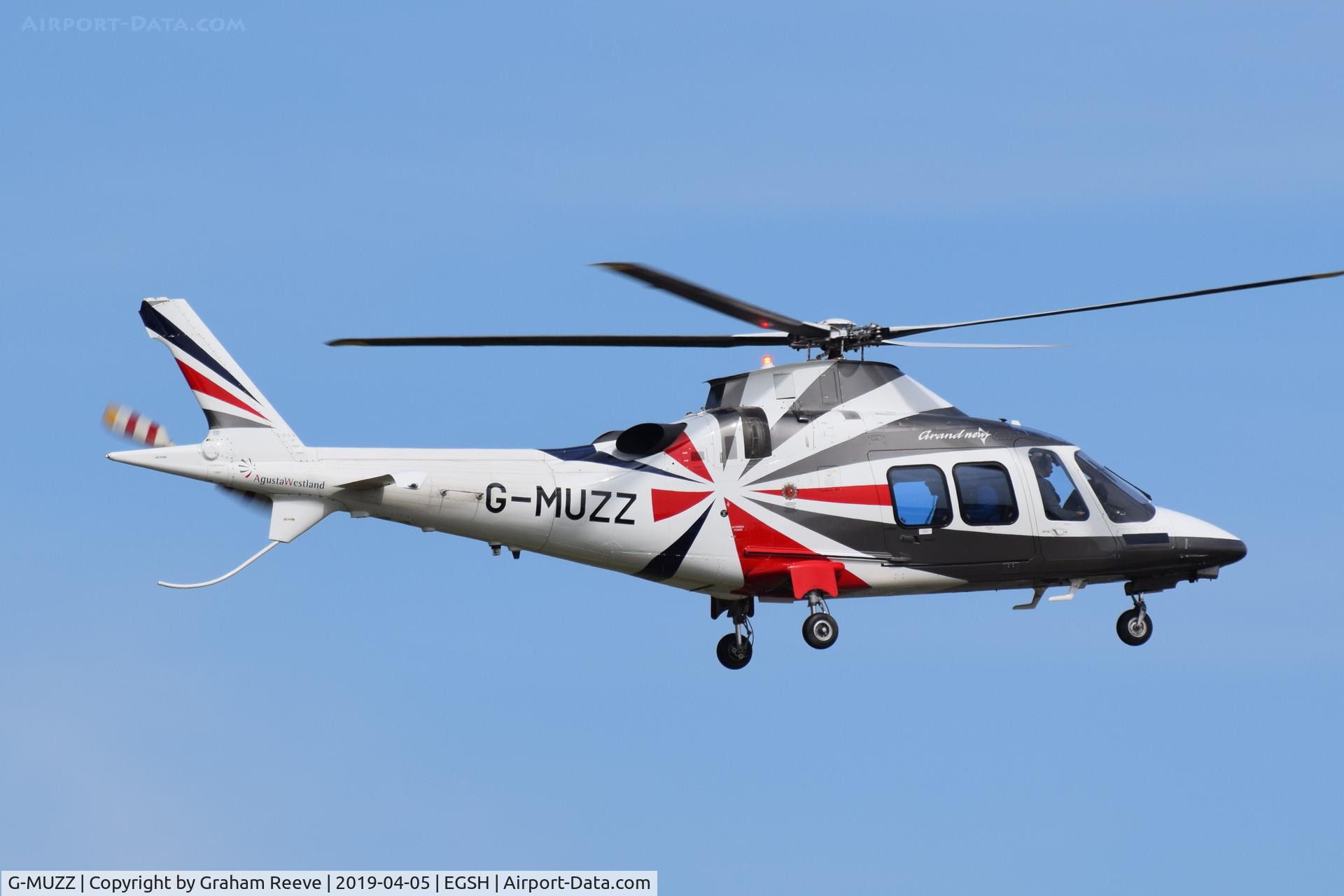 G-MUZZ, 2013 AgustaWestland AW-109SP GrandNew C/N 22325, Landing at Norwich.