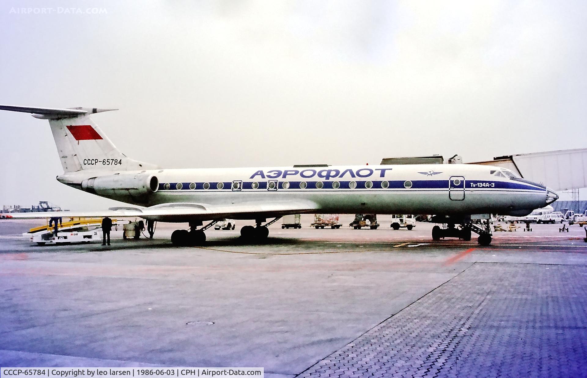 CCCP-65784, 1980 Tupolev Tu-134A-3 C/N 62715, Copenhagen 3.6.1986