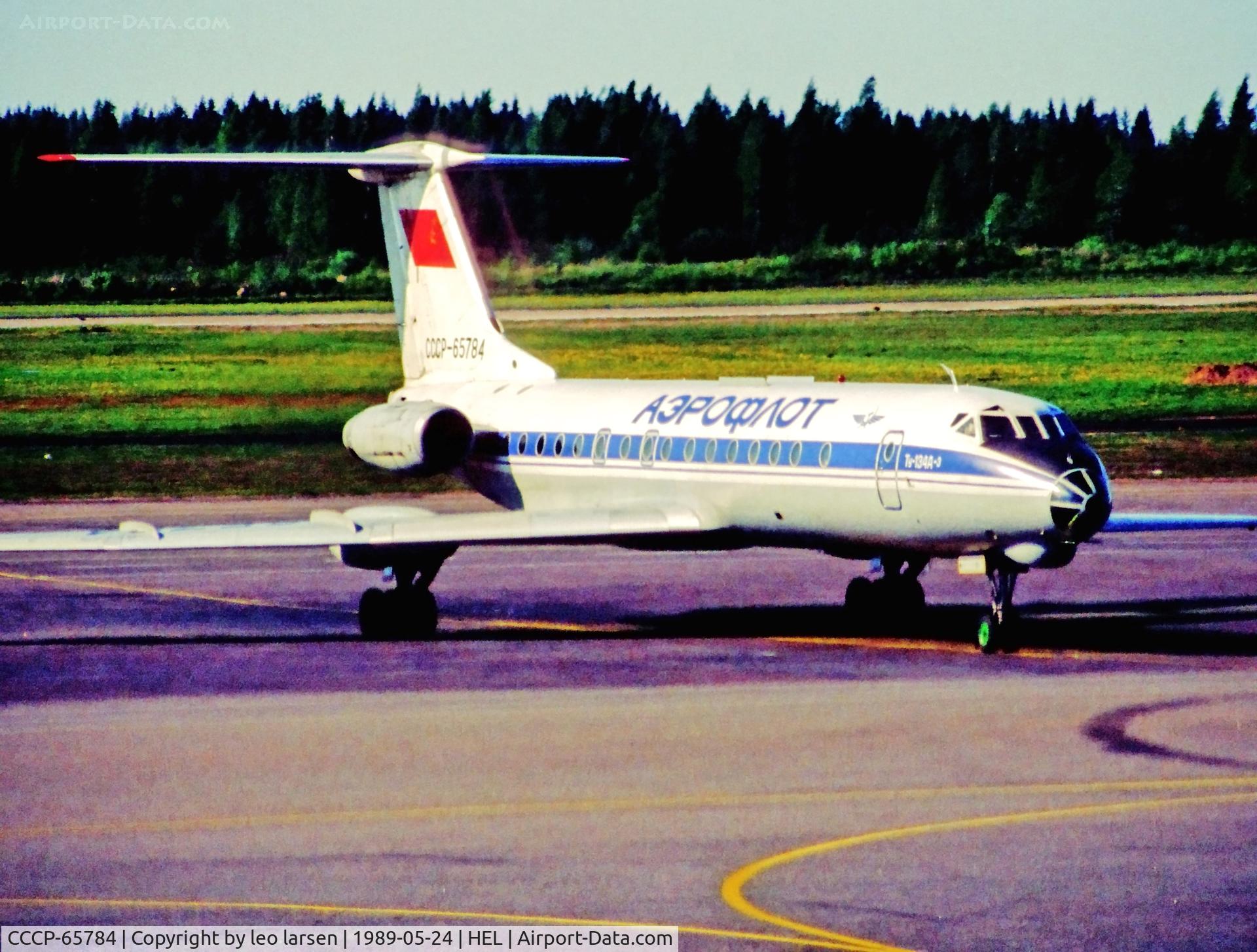 CCCP-65784, 1980 Tupolev Tu-134A-3 C/N 62715, Helsinki 24.5.1989