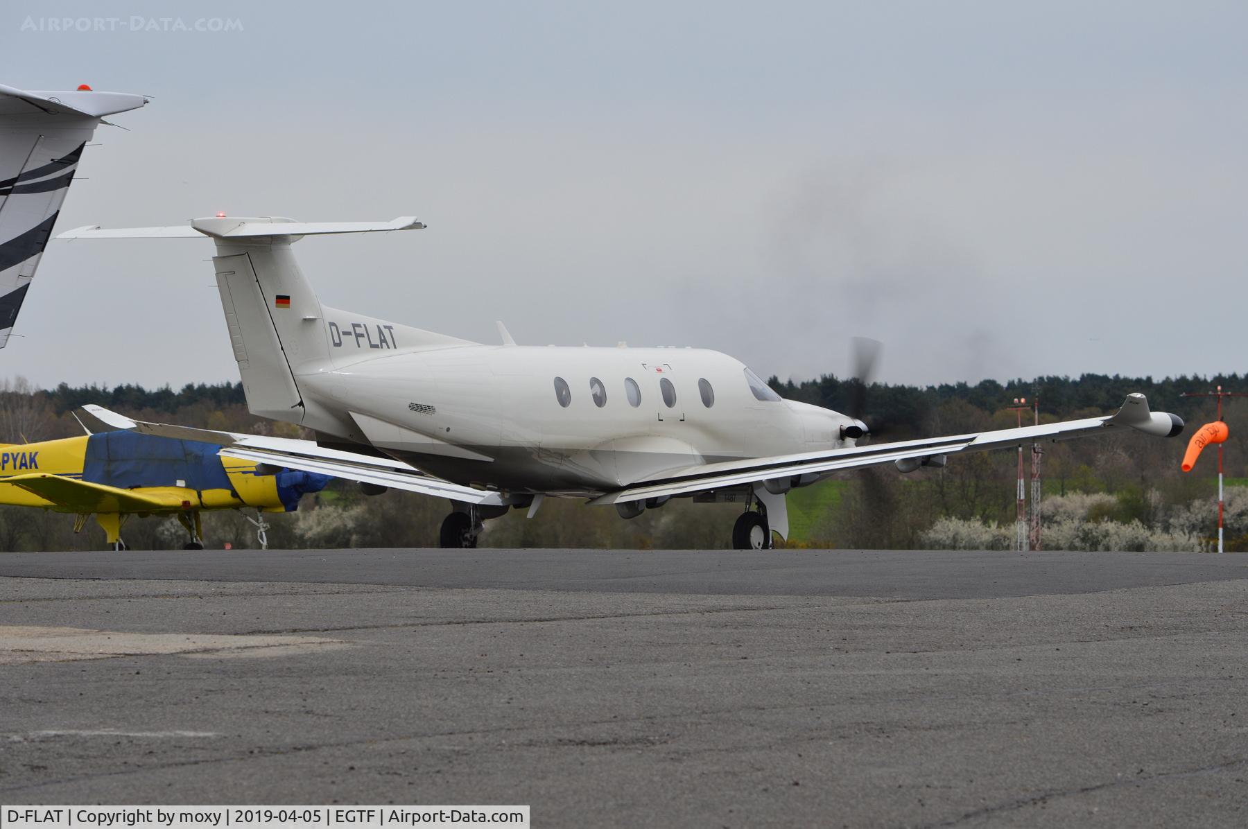 D-FLAT, 2014 Pilatus PC-12/47E C/N 1487, Pilatus PC-12/47E departing Fairoaks.