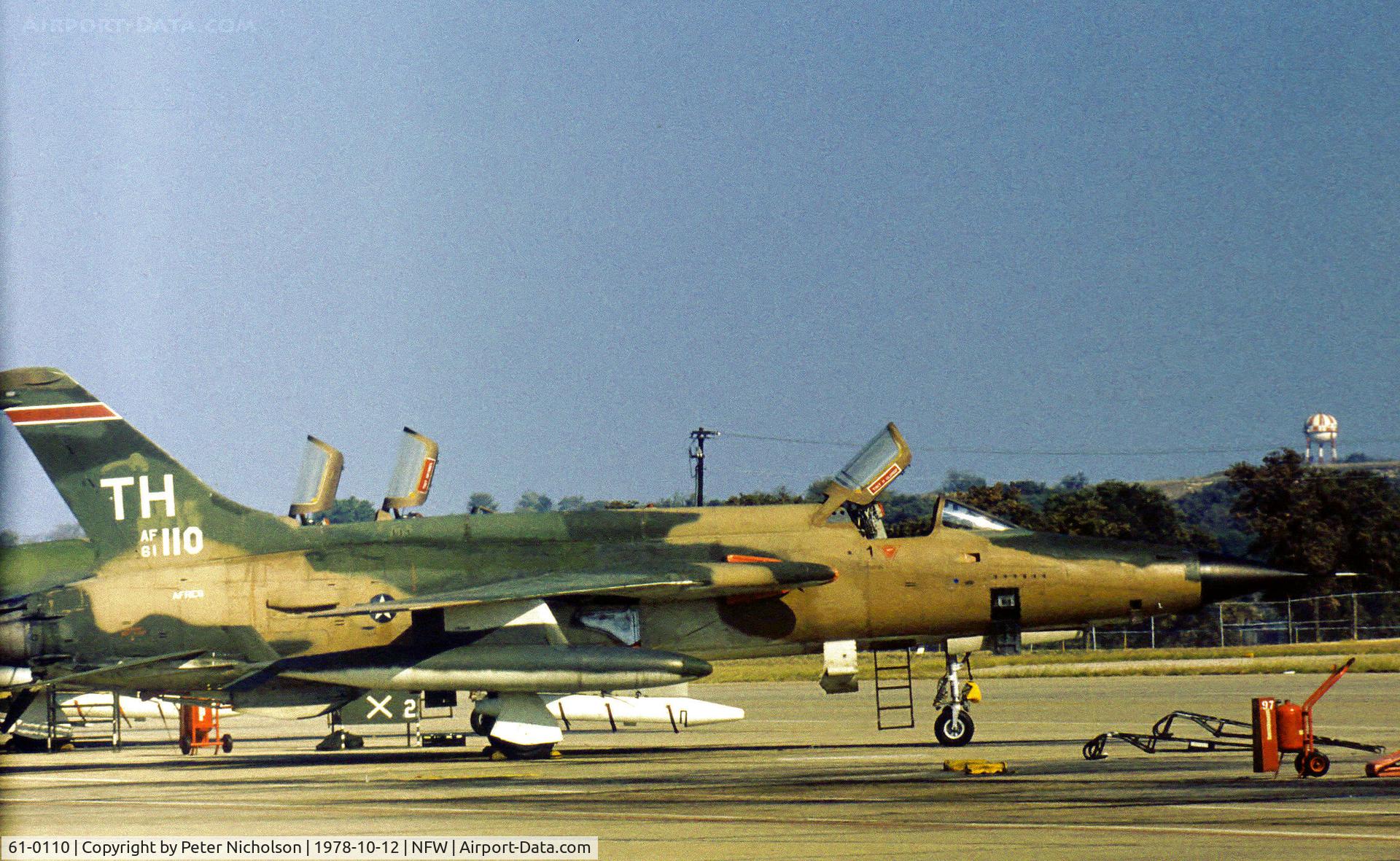 61-0110, 1961 Republic F-105D Thunderchief C/N D305, F-105D Thunderchief of 457th Tactical Fighter Squadron/301st Tactical Fighter Wing at Carswell AFB, Texas in October 1978.