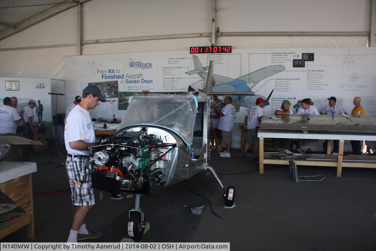 N140WW, 2014 Zenith STOL CH-750 C/N C75-10050, The fuselage is on its wheels.  The clock is ticking.  2014 Zenith STOL CH-750, c/n: C75-10050