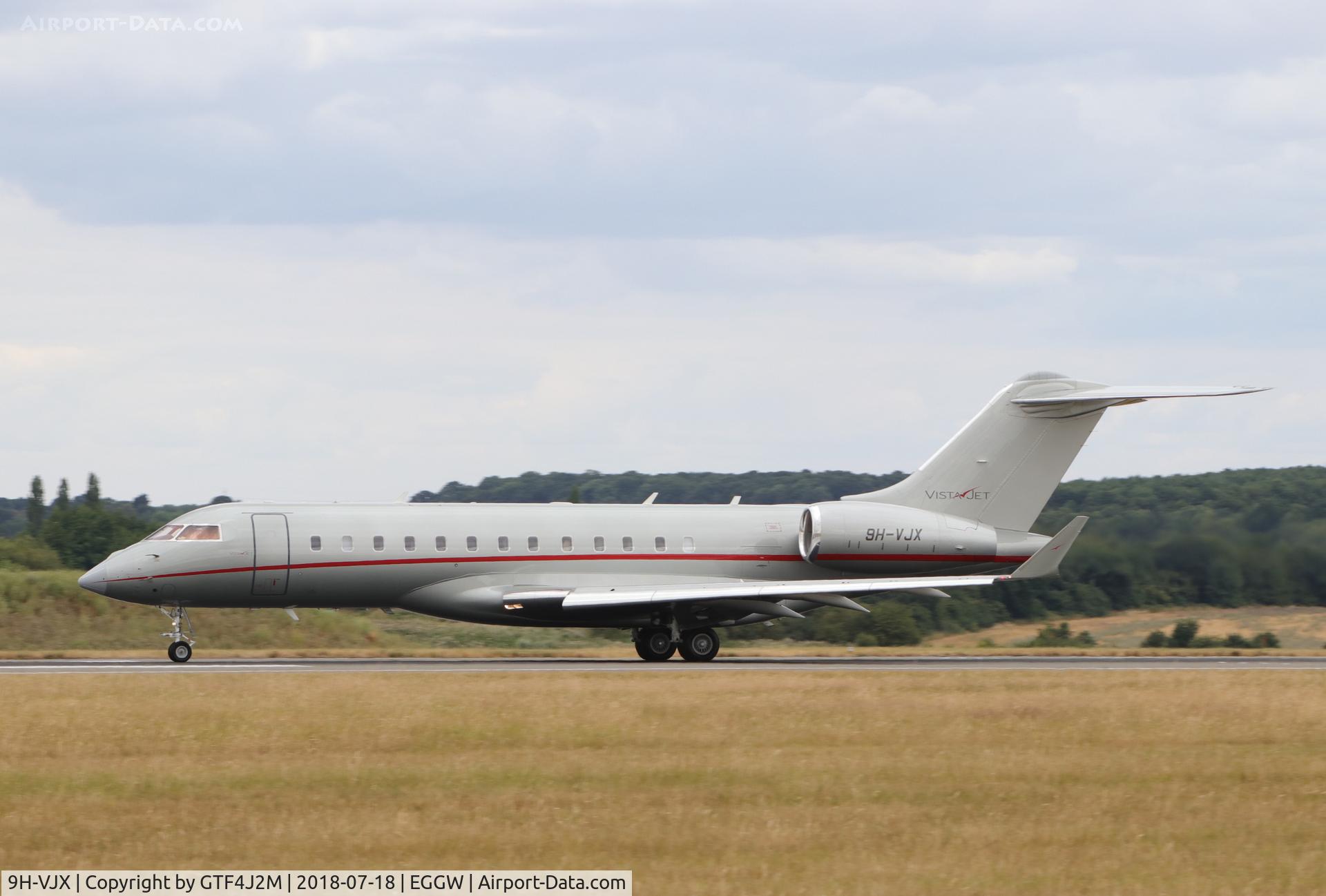 9H-VJX, 2015 Bombardier BD-700-1A10 Global 6000 C/N 9738, 9-VJX at Luton 18.7.18