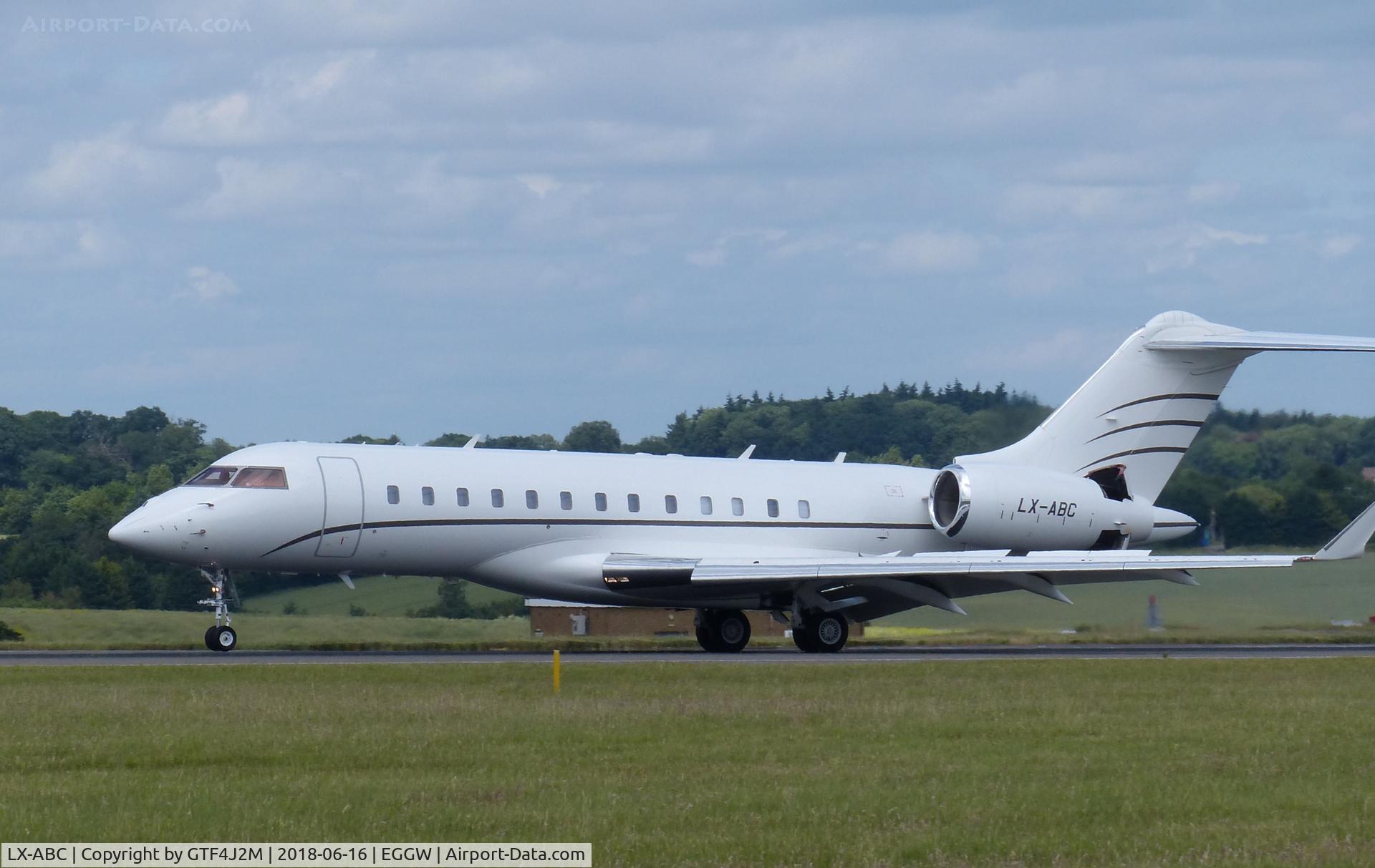 LX-ABC, 2006 Bombardier BD-700-1A10 Global Express C/N 9213, LX-ABC at Luton 16.6.18