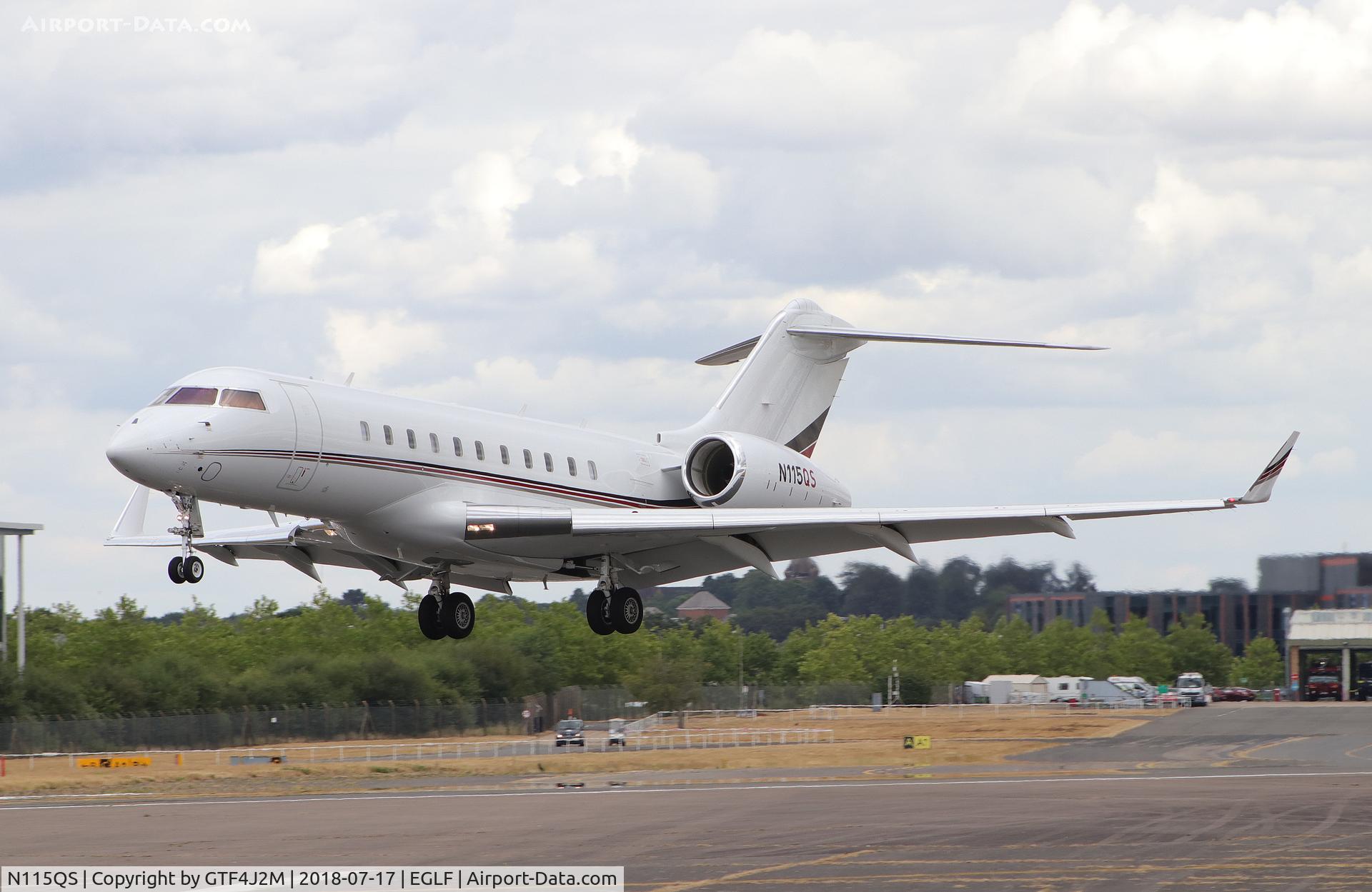 N115QS, 2015 Bombardier BD-700-1A10 Global 5000 C/N 9734, N115QS at Farnborough 17.7.18