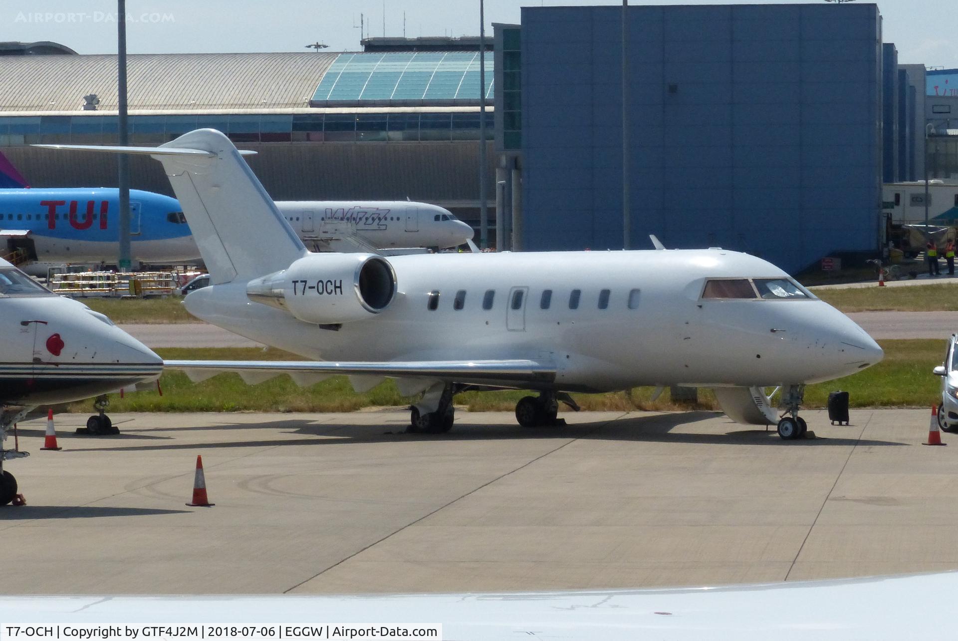 T7-OCH, 2007 Bombardier Challenger 605 (CL-600-2B16) C/N 5732, T7-OCH at Luton 6.7.18
