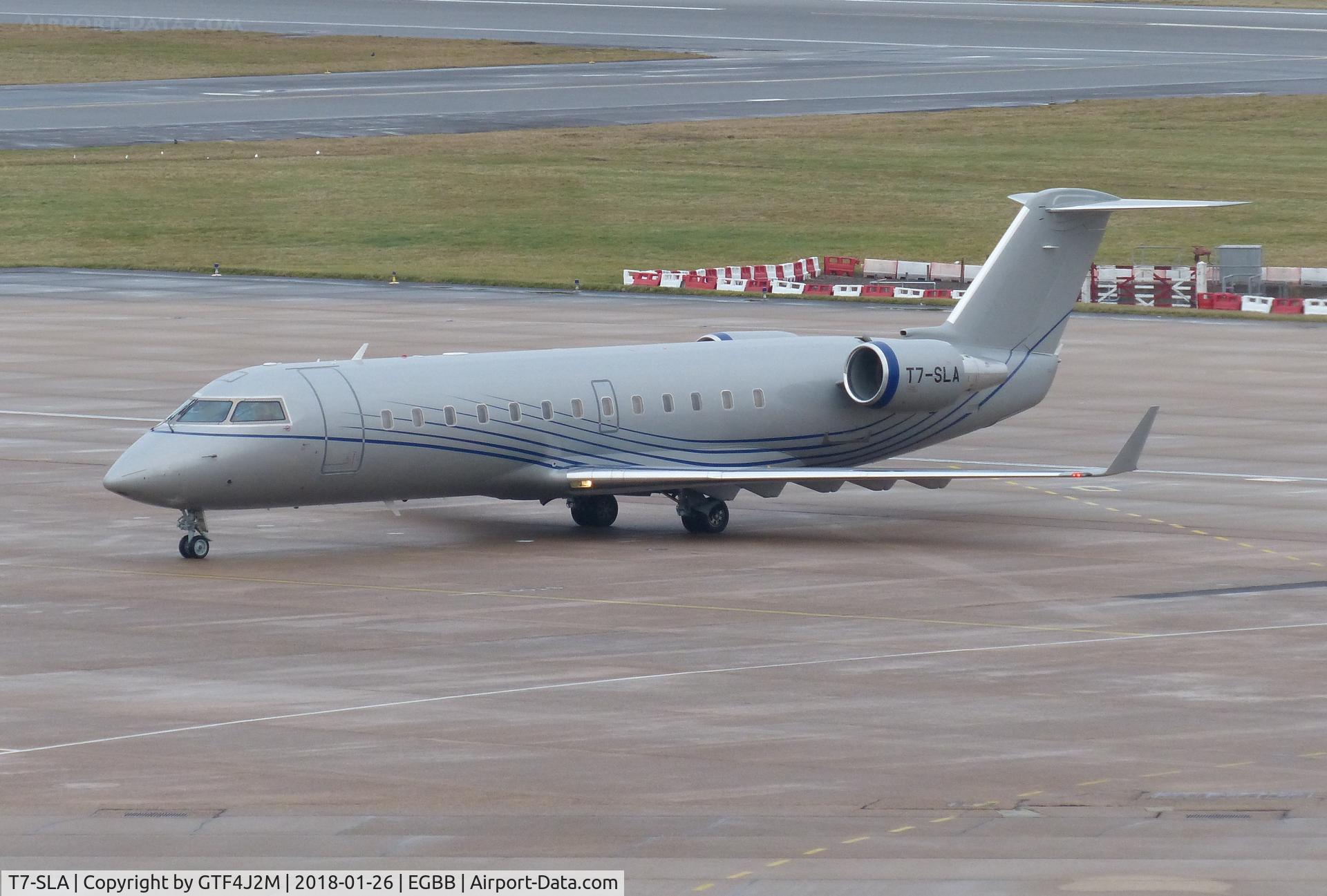 T7-SLA, 2007 Bombardier Challenger 850 (CL-600-2B19) C/N 8072, T7-SLA at Birmingham 26.1.18