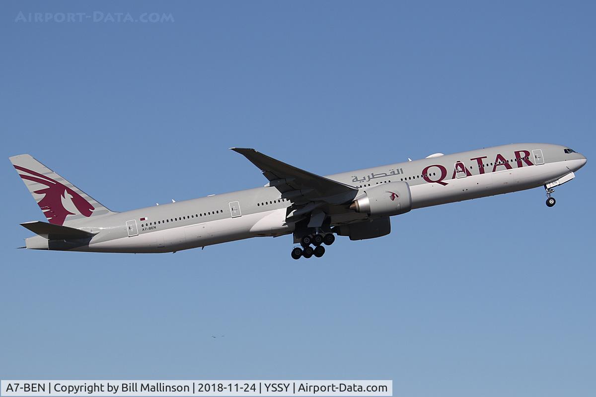 A7-BEN, 2017 Boeing 777-300/ER C/N 64064, popping down to CBR