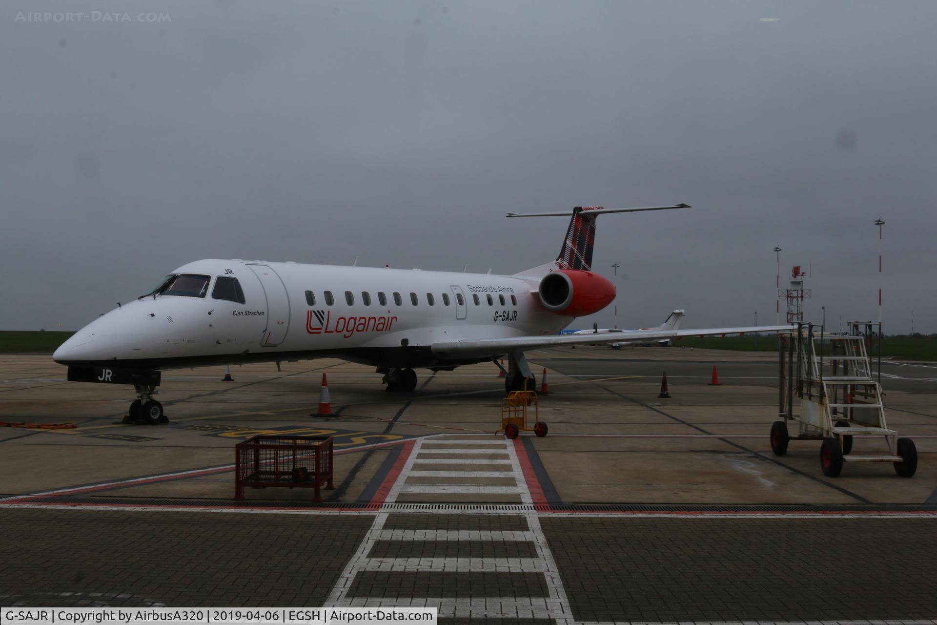G-SAJR, 2001 Embraer ERJ-135ER (EMB-135ER) C/N 145431, Parked on stand at Norwich