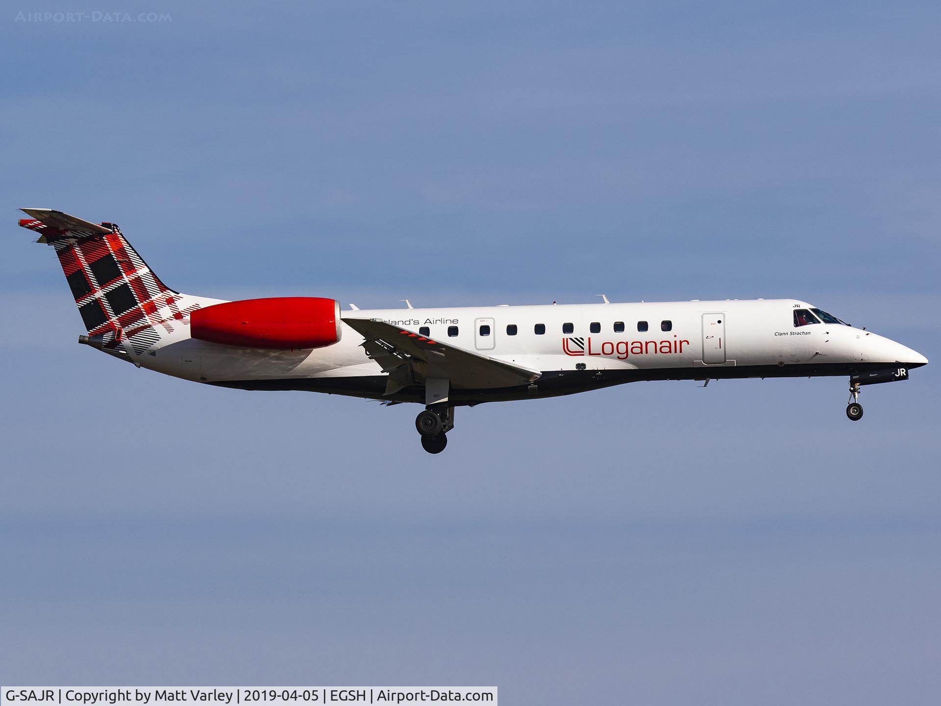 G-SAJR, 2001 Embraer ERJ-135ER (EMB-135ER) C/N 145431, On approach to RWY 09....