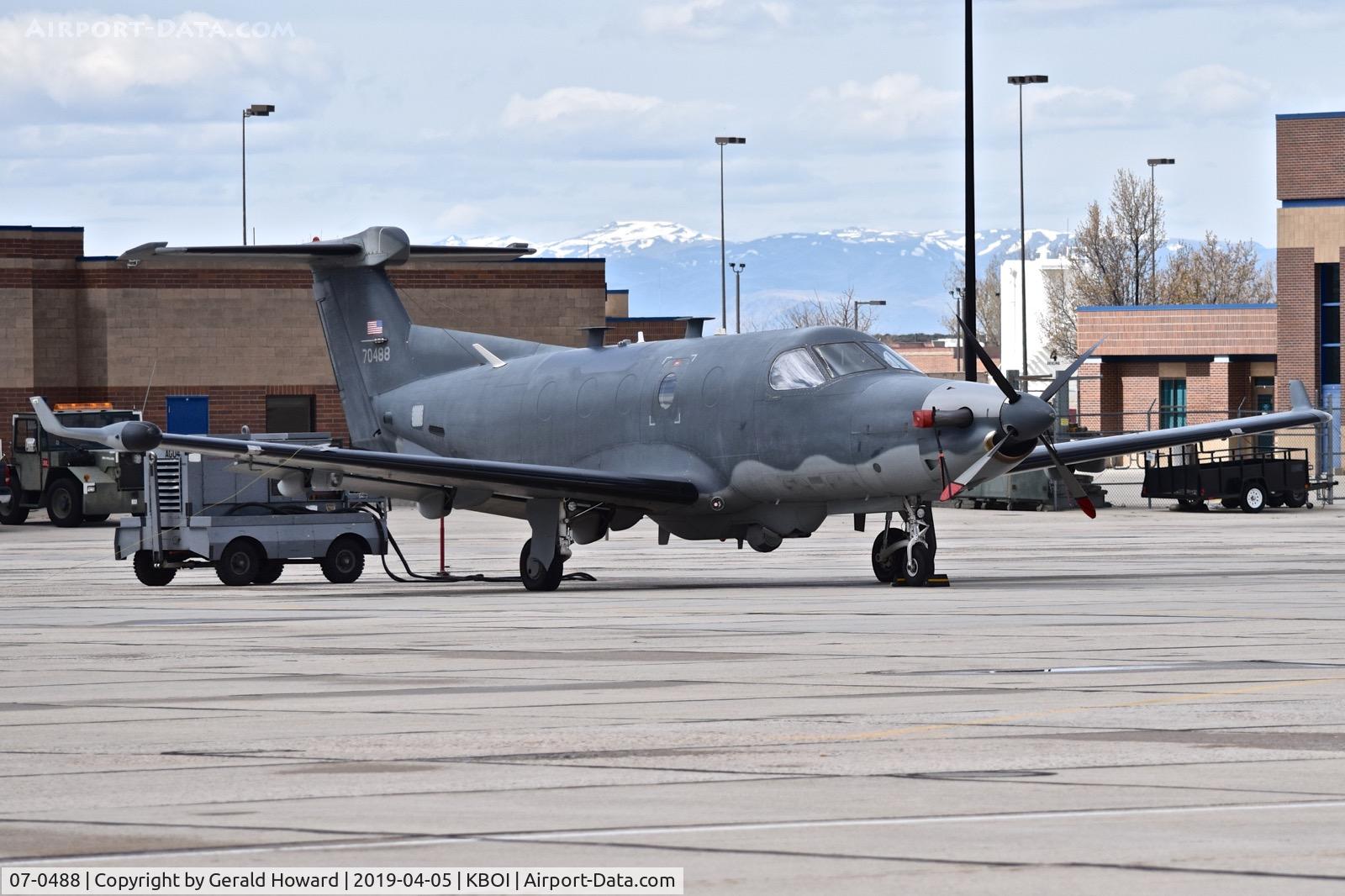07-0488, 2003 Pilatus U-28A C/N 488, Parked on the Idaho ANG ramp. In a previous life it was N56EZ with a better paint job.