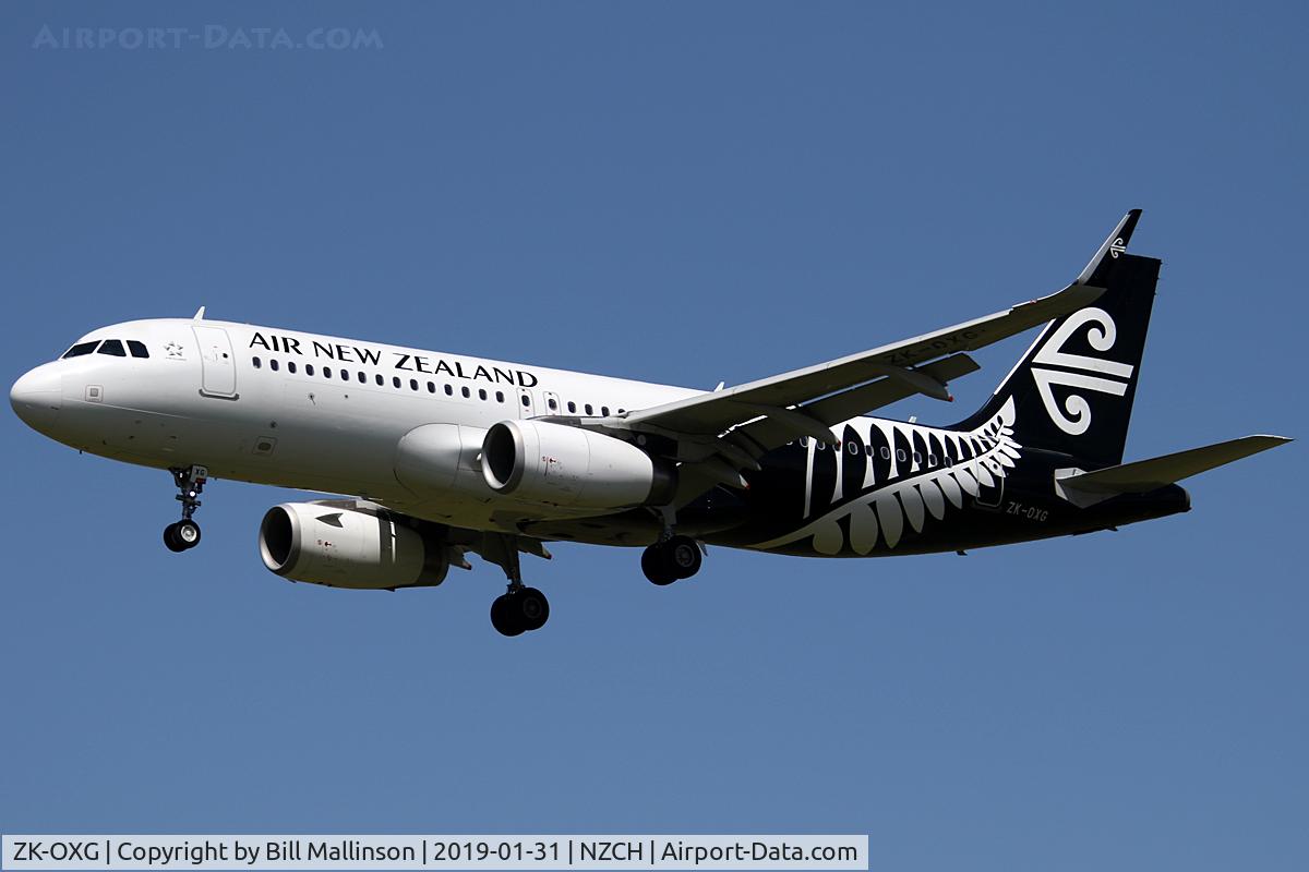 ZK-OXG, 2015 Airbus A320-232 C/N 6460, finals to 02