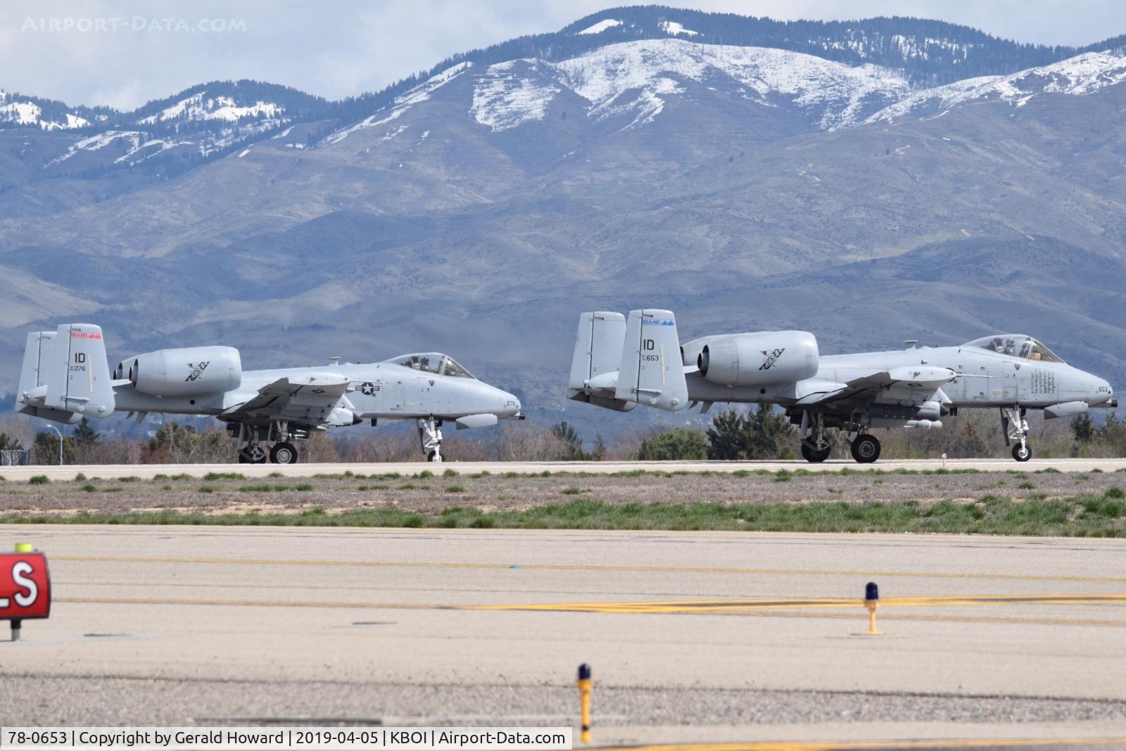 78-0653, 1978 Fairchild Republic A-10C Thunderbolt II C/N A10-0273, Holding on RWY 10R with 80-0276.  190th Fighter Sq., 124th Fighter Wing, Idaho ANG.