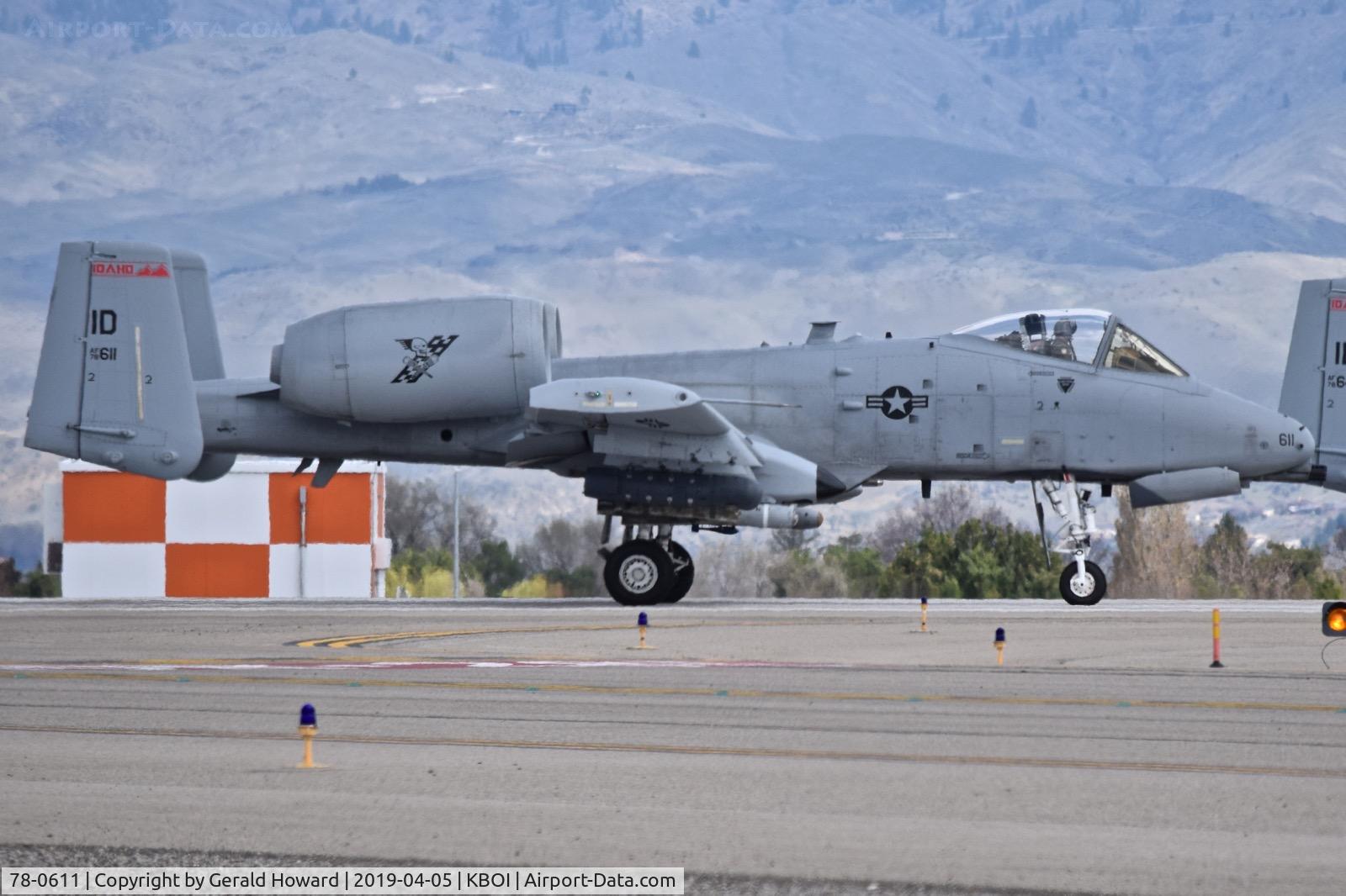 78-0611, 1978 Fairchild Republic A-10C Thunderbolt II C/N A10-0231, On RWY 10R.   190th Fighter Sq., 124th Fighter Wing, Idaho ANG.