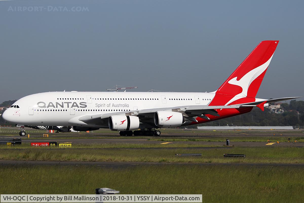 VH-OQC, 2008 Airbus A380-842 C/N 022, on 16R