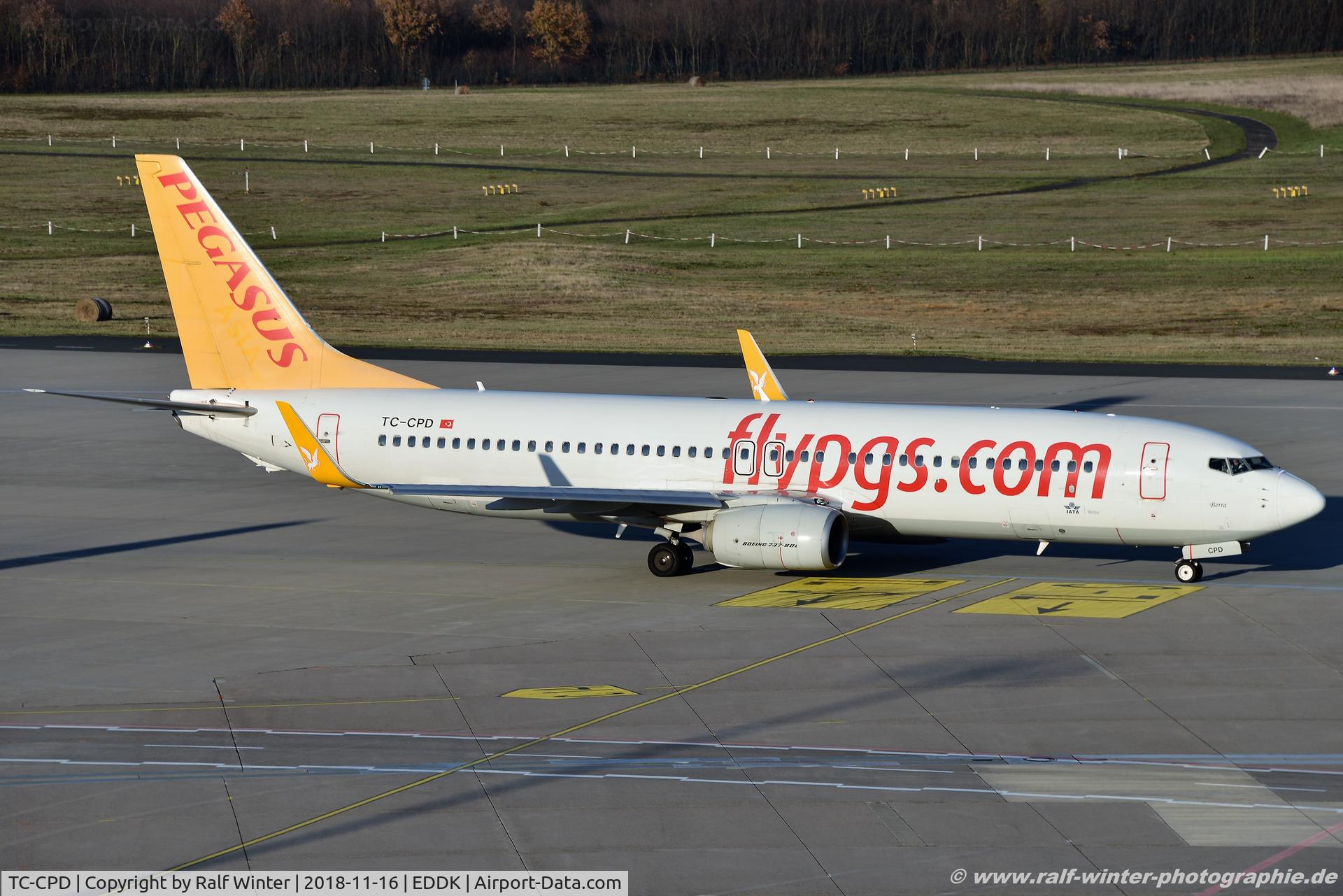 TC-CPD, 2012 Boeing 737-82R C/N 40726, Boeing 737-82R(W) - H9 PGT Pegasus 'Berra' - 40726 - TC-CPD - 16.11.2018 - CGN
