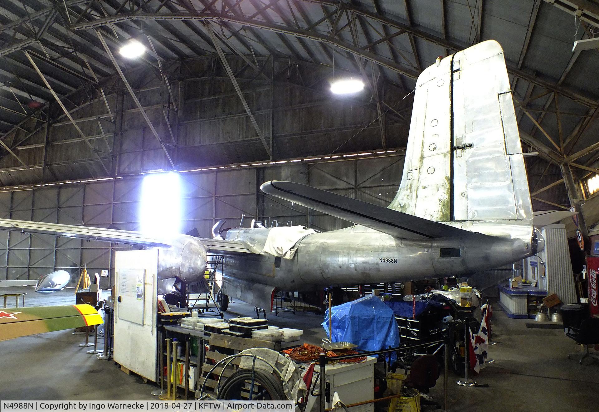 N4988N, 1964 Douglas-On Mark B-26K Counter Invader C/N 27477 (was 44-34198), Douglas / On Mark B-26K Counter Invader, undergoing restoration and mainenance, at the Vintage Flying Museum, Fort Worth TX