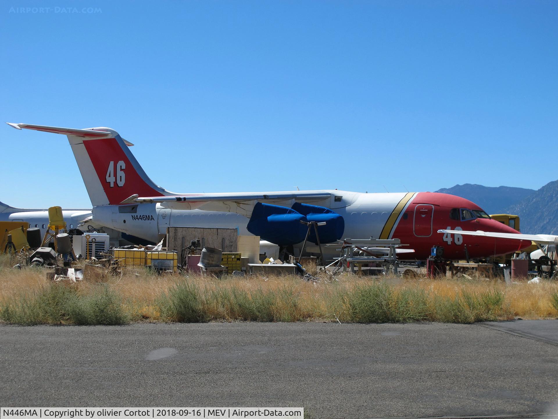 N446MA, 1989 British Aerospace BAe.146-200 C/N E2111, stored at minden tahoe airport