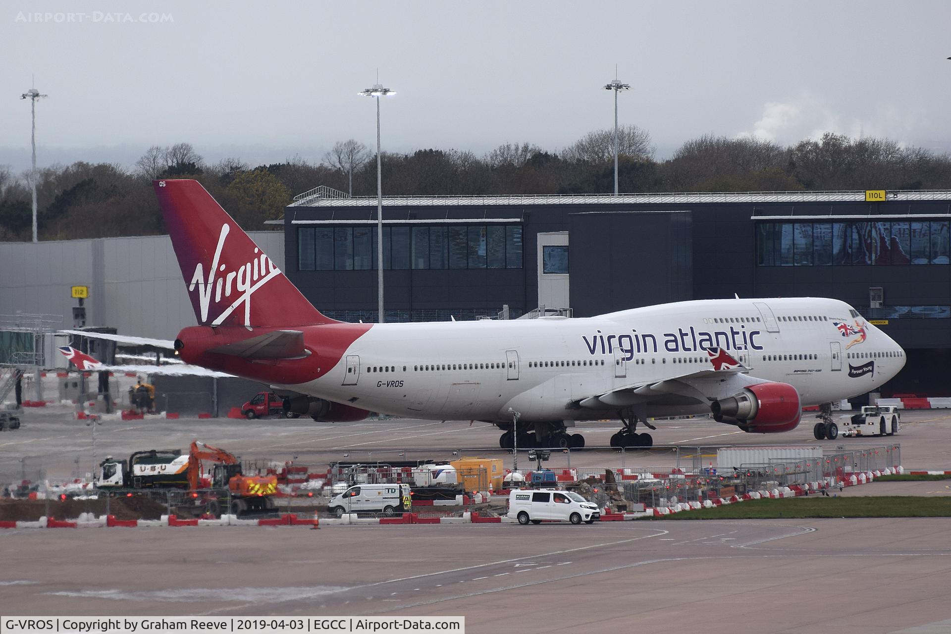 G-VROS, 2001 Boeing 747-443 C/N 30885, Departing from Manchester.