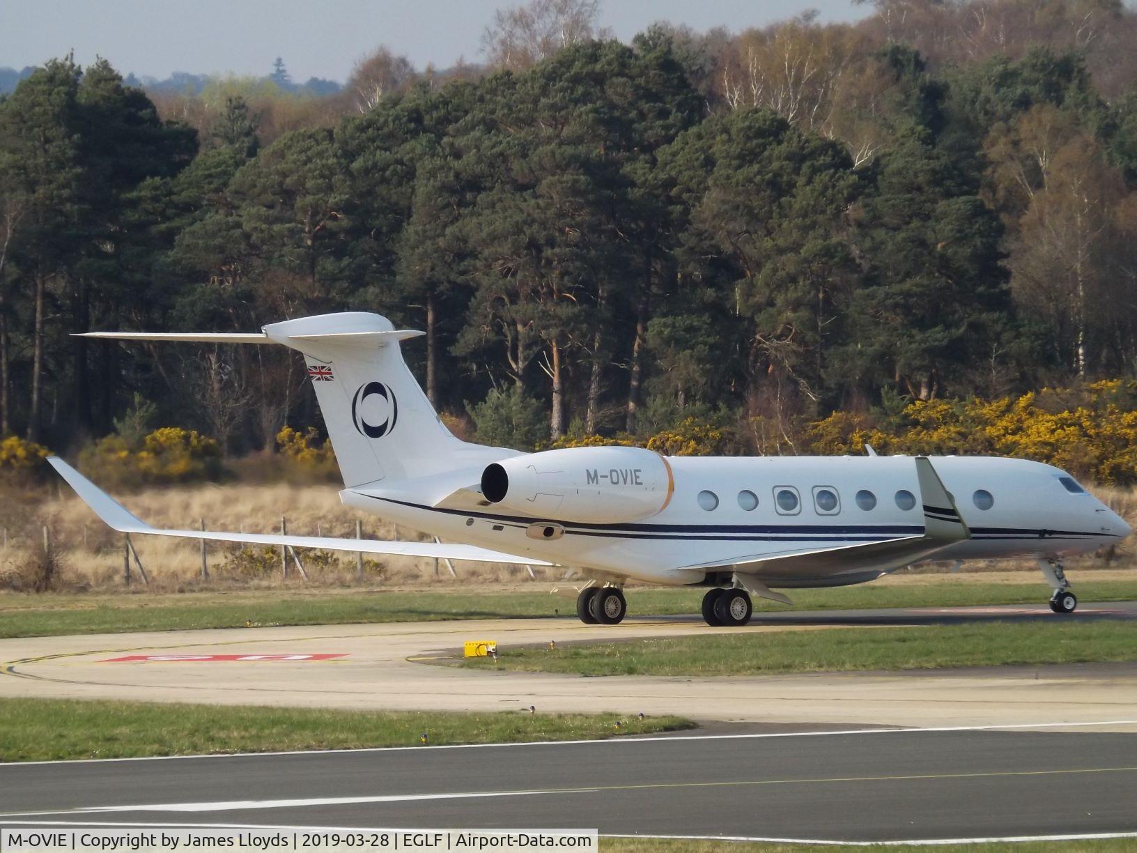 M-OVIE, 2016 Gulfstream Aerospace G650 (G-VI) C/N 6247, Just arrived at Farnborough Airport from Nice.