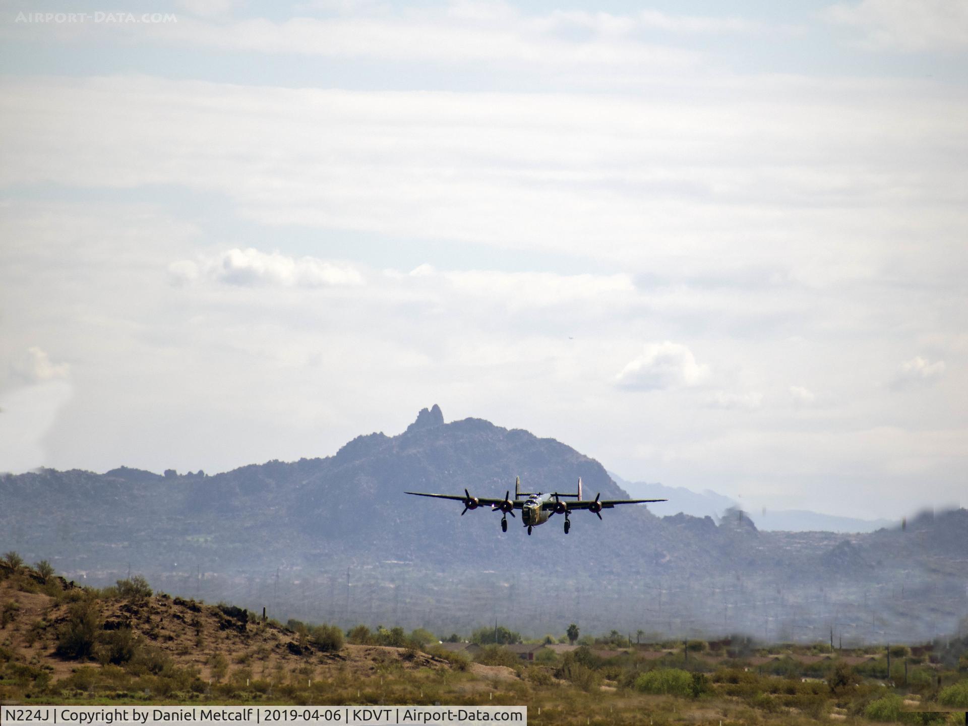 N224J, 1944 Consolidated B-24J-85-CF Liberator C/N 1347 (44-44052), The Collings Foundation B-24 preparing to land at Phoenix Deer Valley Airport