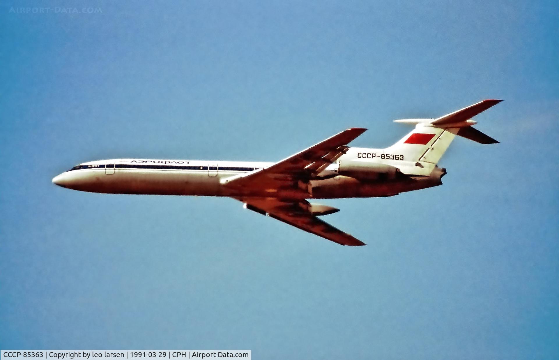CCCP-85363, 1979 Tupolev Tu-154B-2 C/N 79A363, Copenhagen 29.3.1991