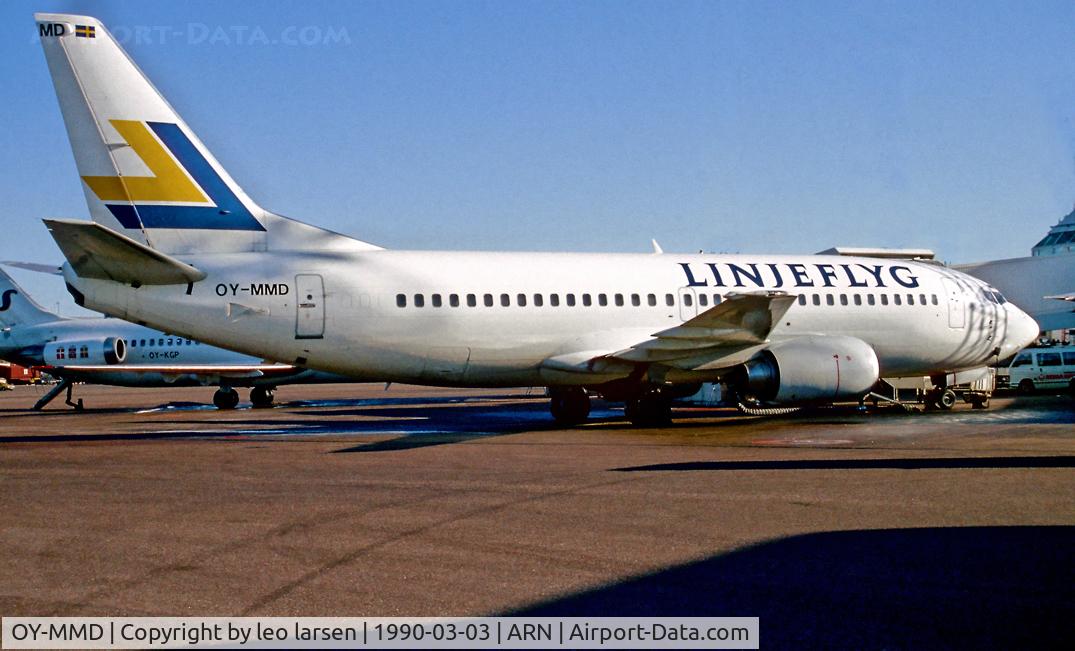 OY-MMD, 1989 Boeing 737-3L9 C/N 24569, Stockholm Arlanda 3.3.1990