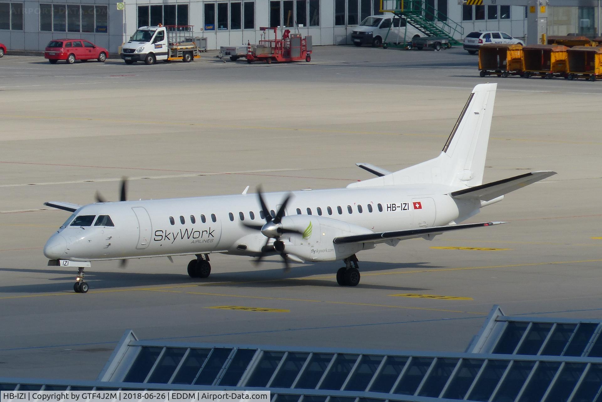 HB-IZI, 1995 Saab 2000 C/N 2000-012, HB-IZI  at Munich 26.6.18