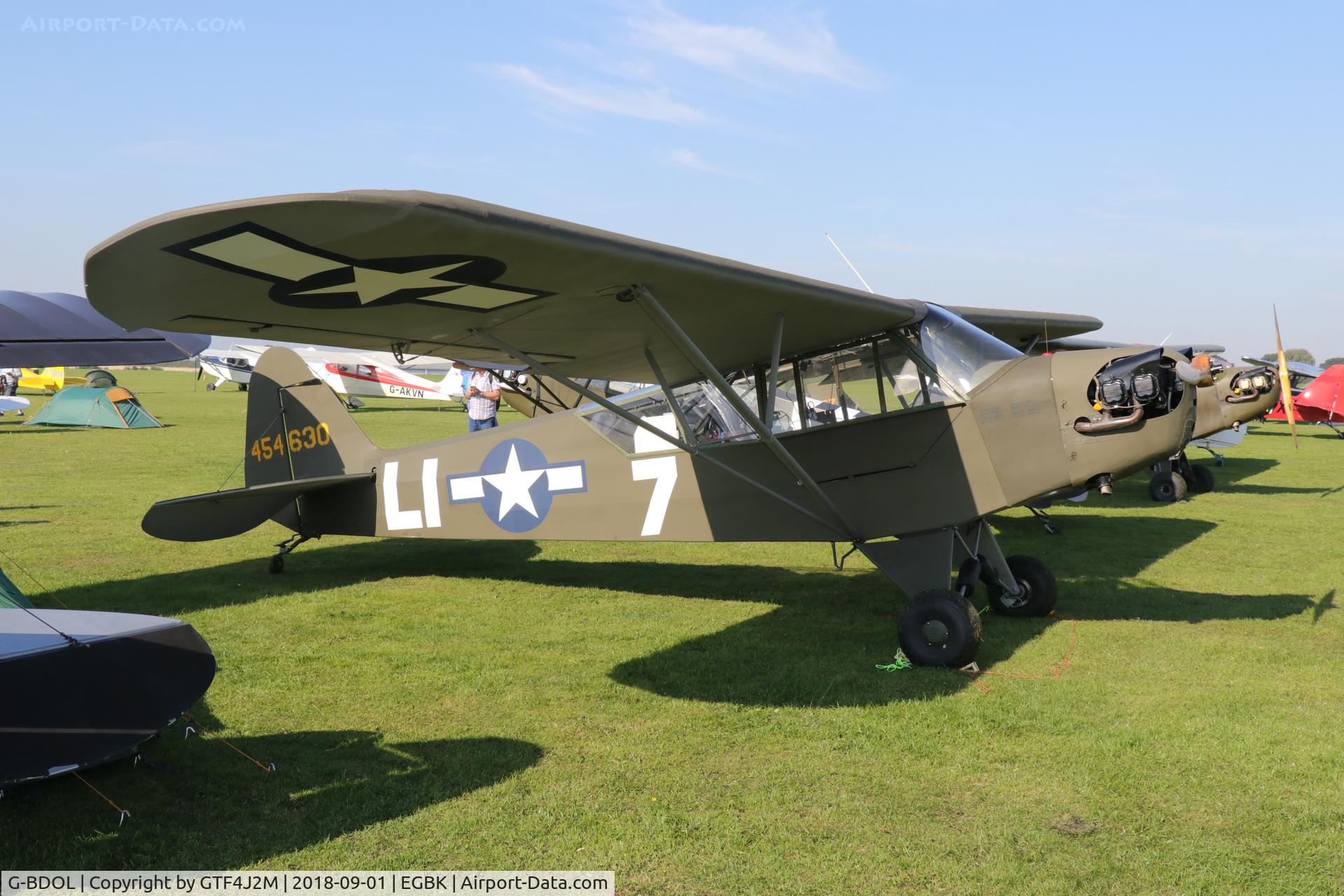 G-BDOL, 1945 Piper J3C-65 Cub Cub C/N 13186, G-BDOL '454630 :LI-7'  USAAC c/s  Sywell 1.9.18