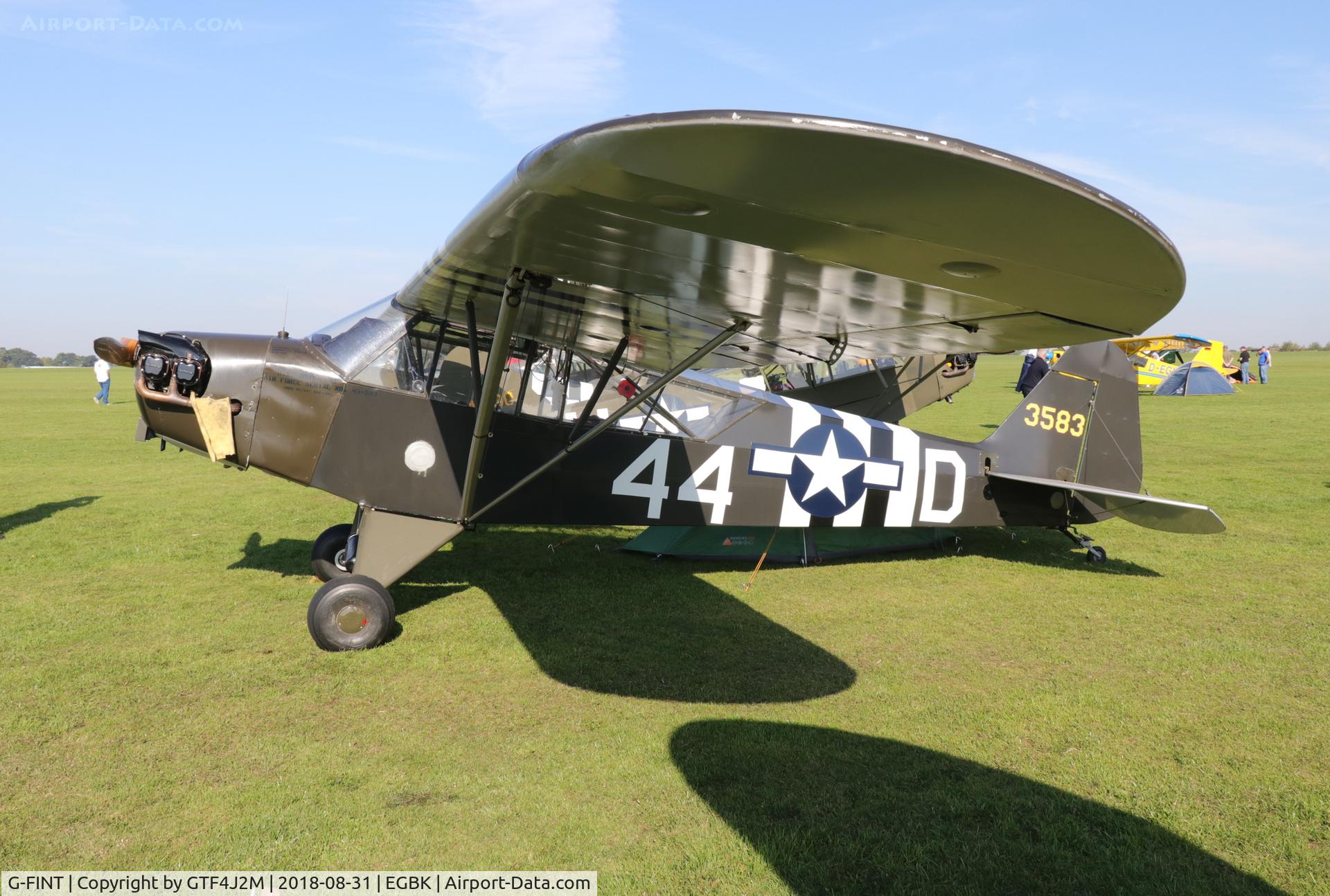 G-FINT, 1956 Piper L-4B Grasshopper C/N 9444, G-FINT  '3583 :D-44'  USAAC c/s  at Sywell 31.8.18