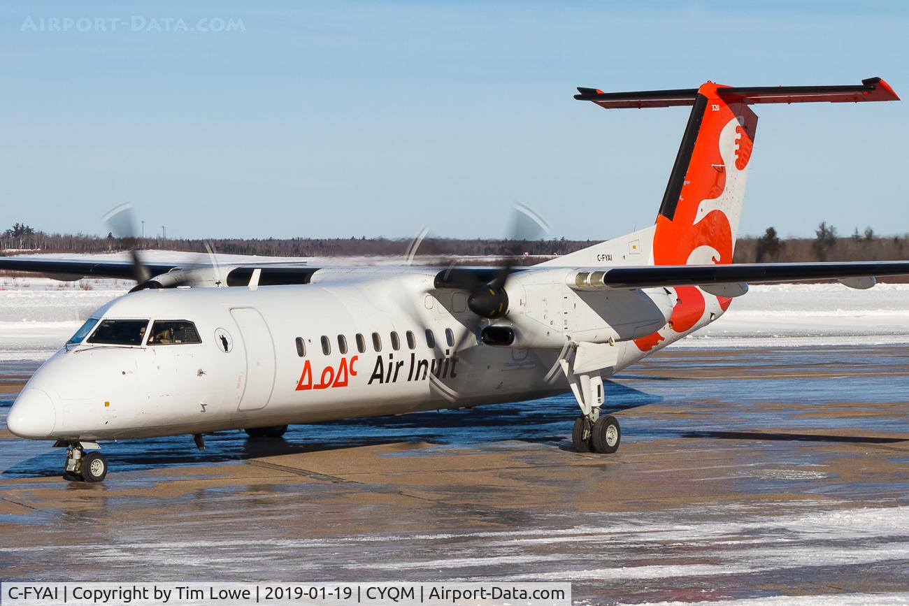 C-FYAI, 1996 De Havilland Canada DHC-8-314 Dash 8 C/N 420, Air Inuit pulling into Apron 1.