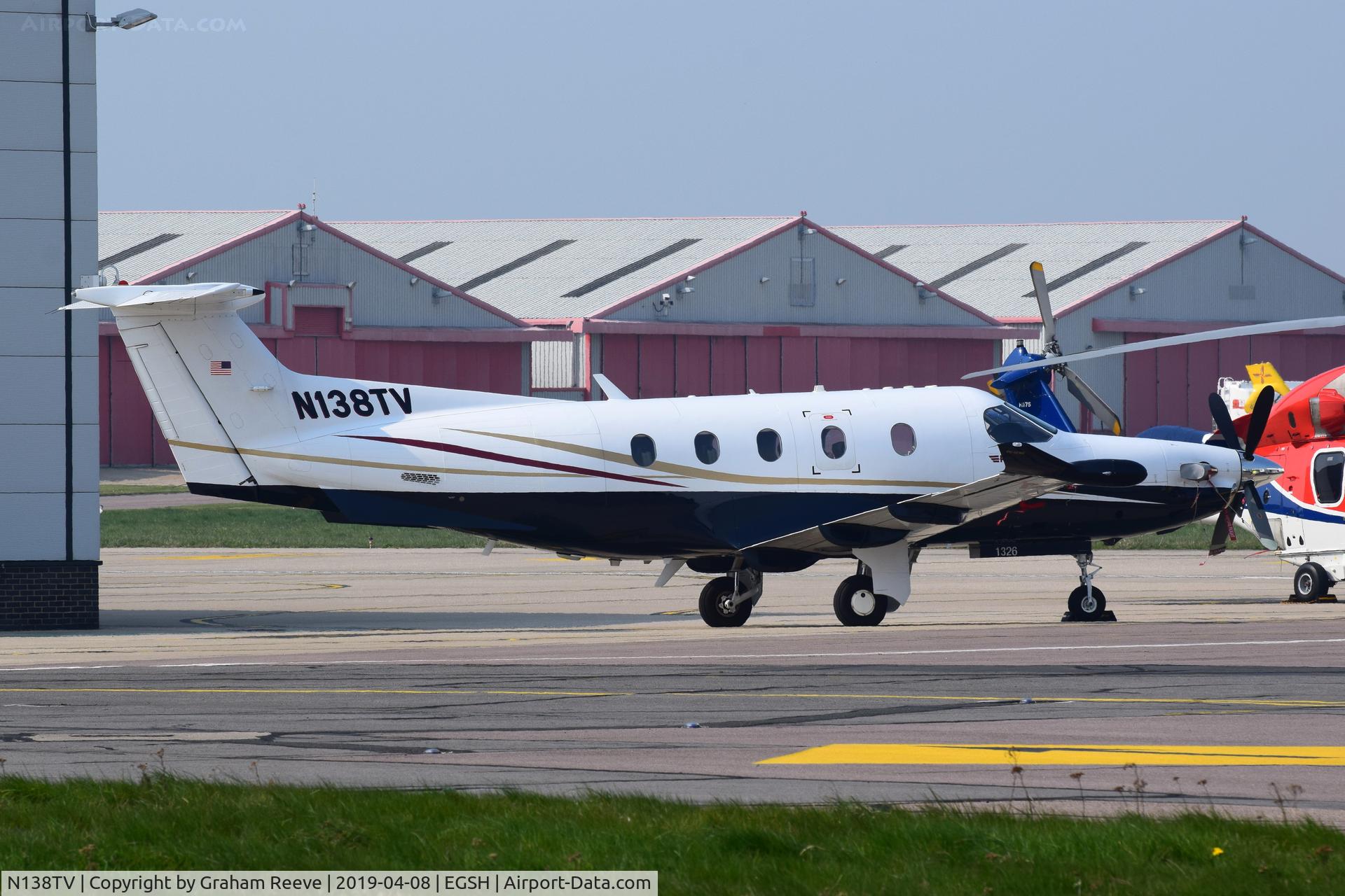 N138TV, 2011 Pilatus PC-12/47E C/N 1326, Parked at Norwich.