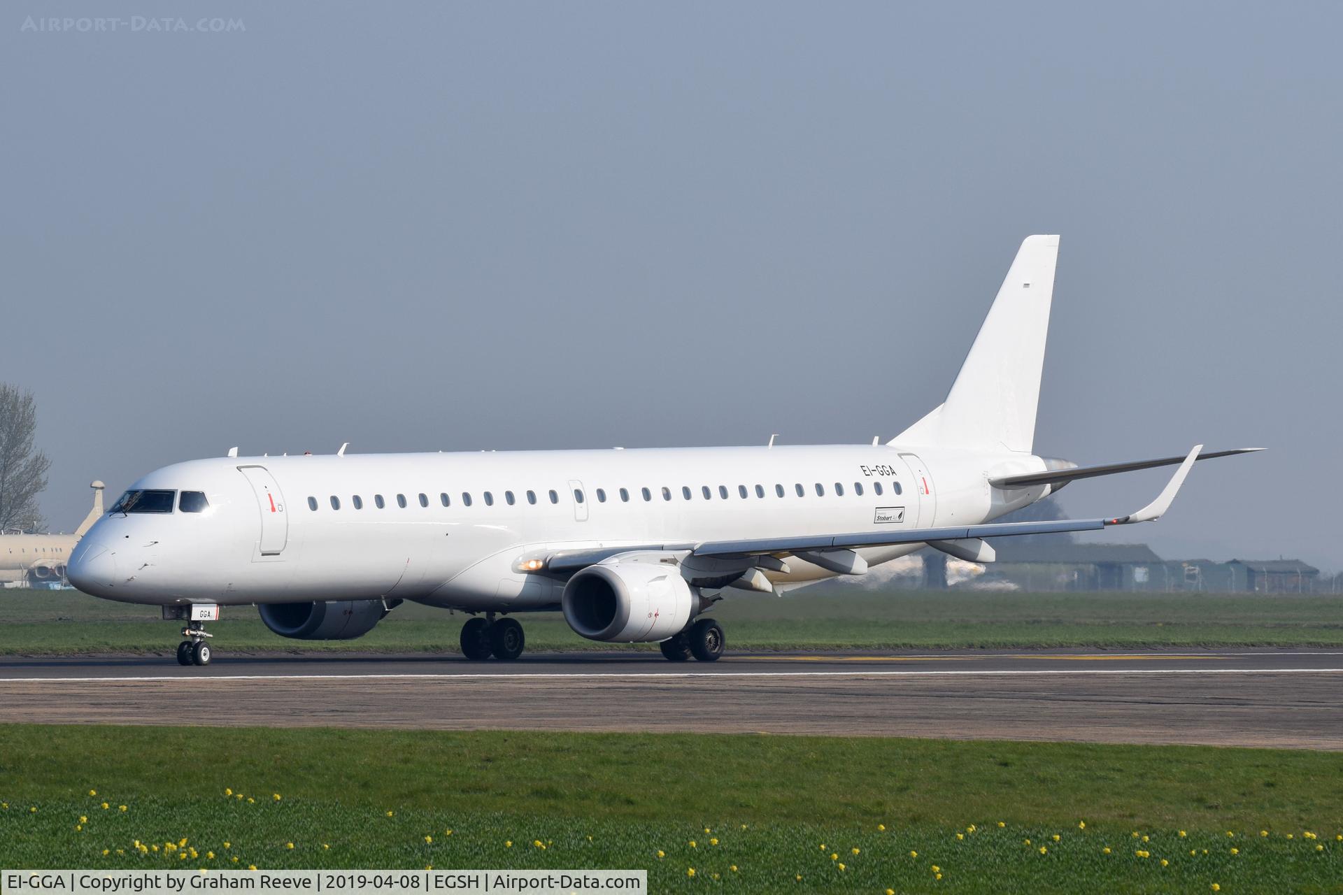 EI-GGA, 2008 Embraer ERJ 190-200LR C/N 19000184, Departing from Norwich.