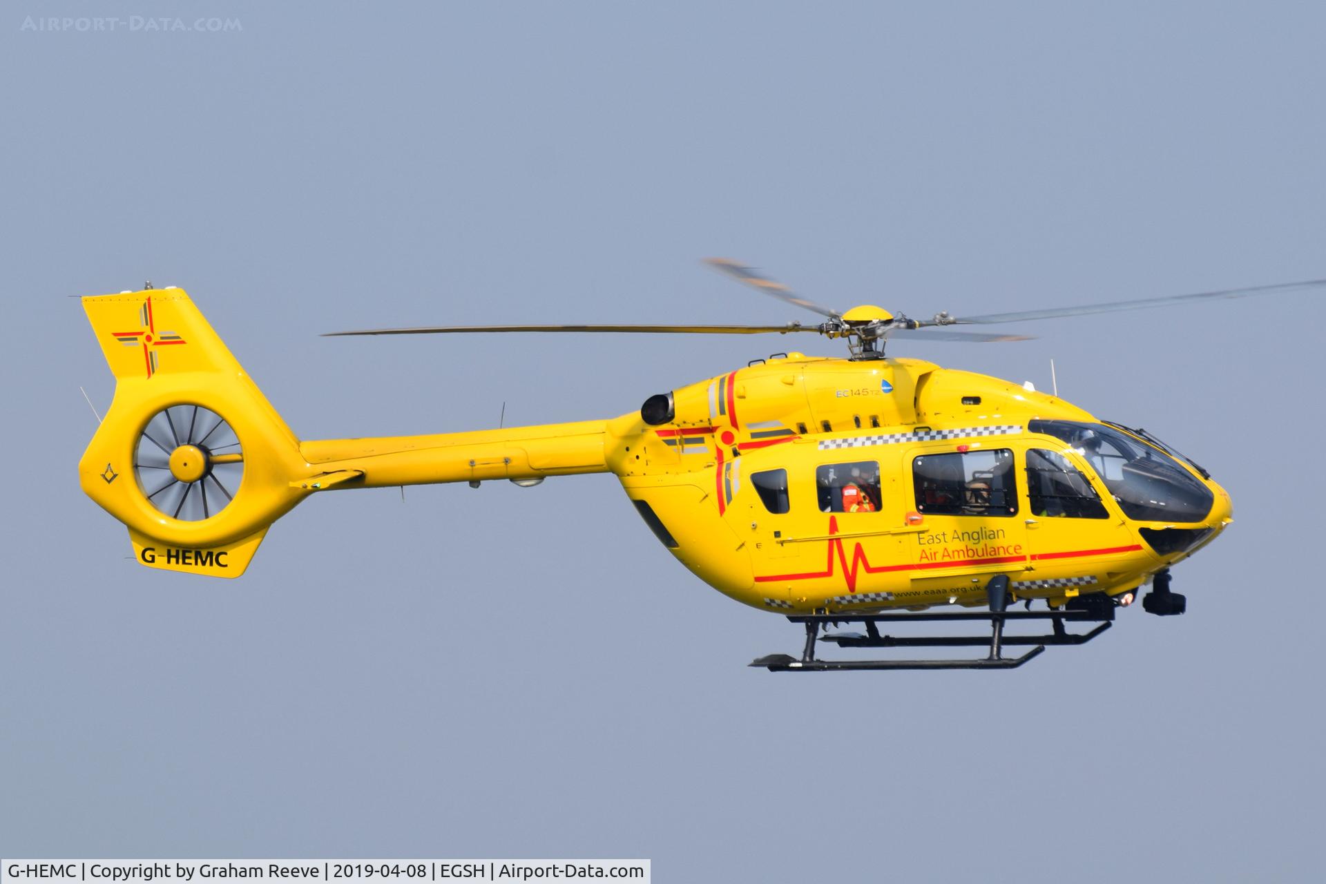 G-HEMC, 2014 Airbus Helicopters EC-145T-2 (BK-117D-2) C/N 20012, Landing at Norwich.