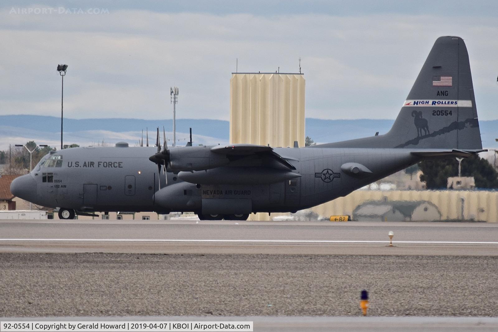 92-0554, 1992 Lockheed C-130H Hercules C/N 382-5352, Turning off RWY 10R for the Idaho ANG ramp.