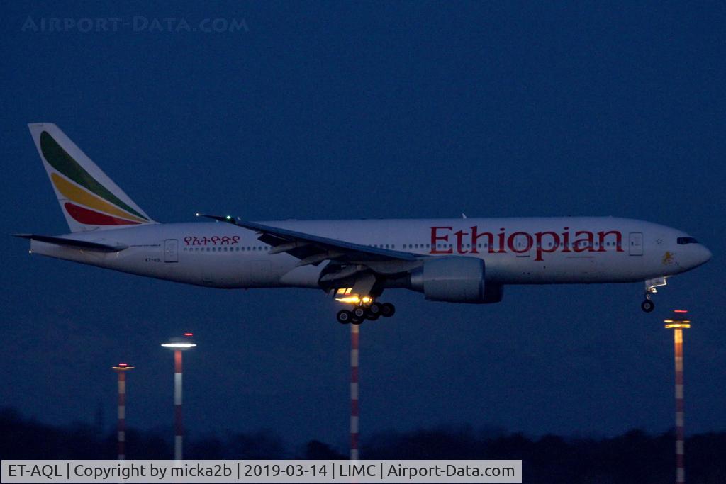 ET-AQL, 2013 Boeing 777-260/LR C/N 43814, Landing