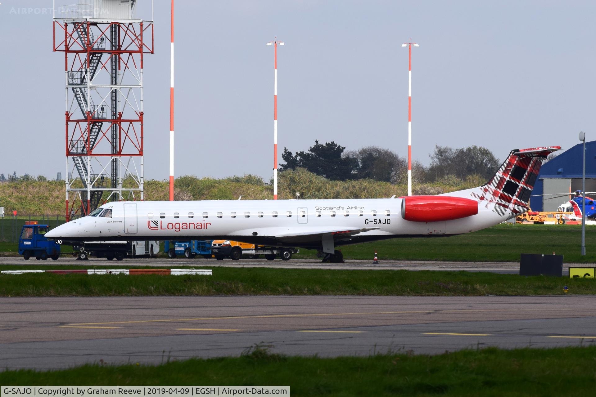 G-SAJO, 2000 Embraer ERJ-145MP (EMB-145MP) C/N 145216, Parked on stand 7, at Norwich.
