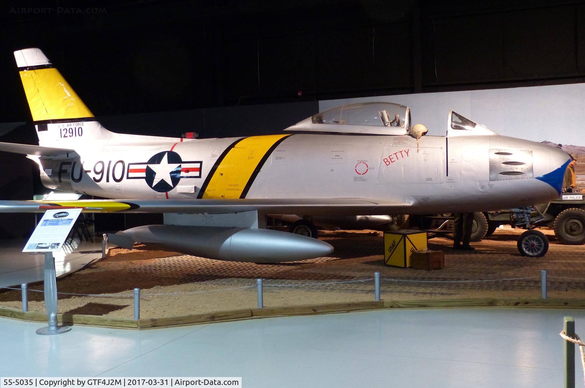 55-5035, 1955 North American F-86F Sabre C/N 227-268, 55-5035 '12910 :FU-910'  at Southern Museum of Flight, Birmingham, AL 31.3.17