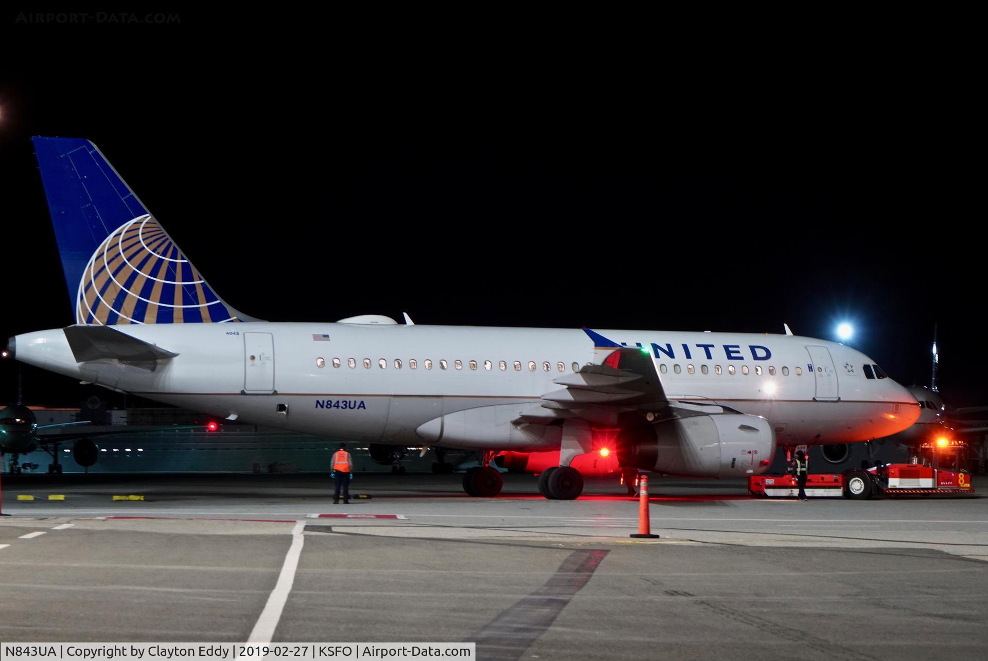 N843UA, 2001 Airbus A319-131 C/N 1573, SFO 2019.