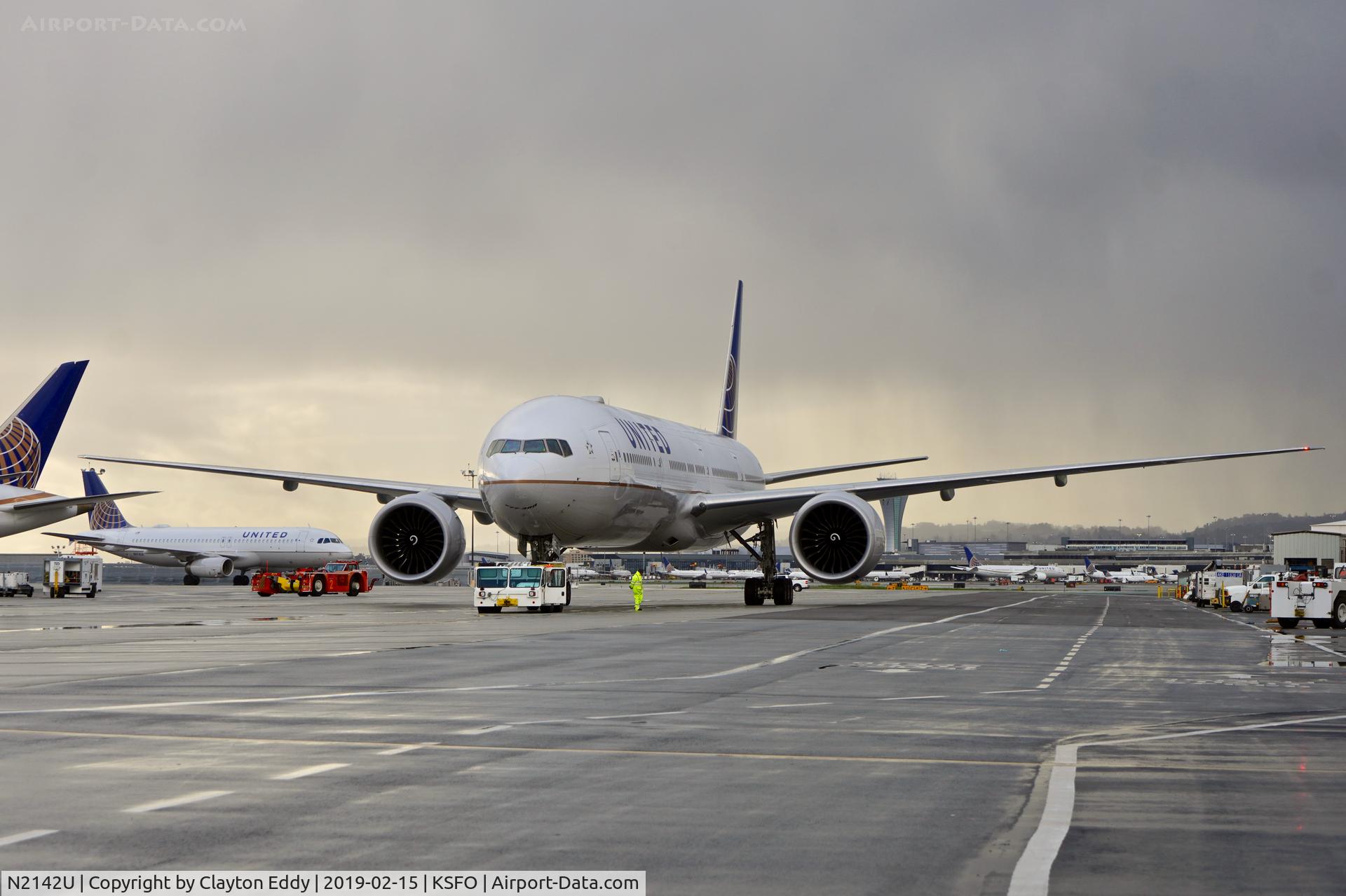 N2142U, 2017 Boeing 777-300/ER C/N 63722, SFO 2019.