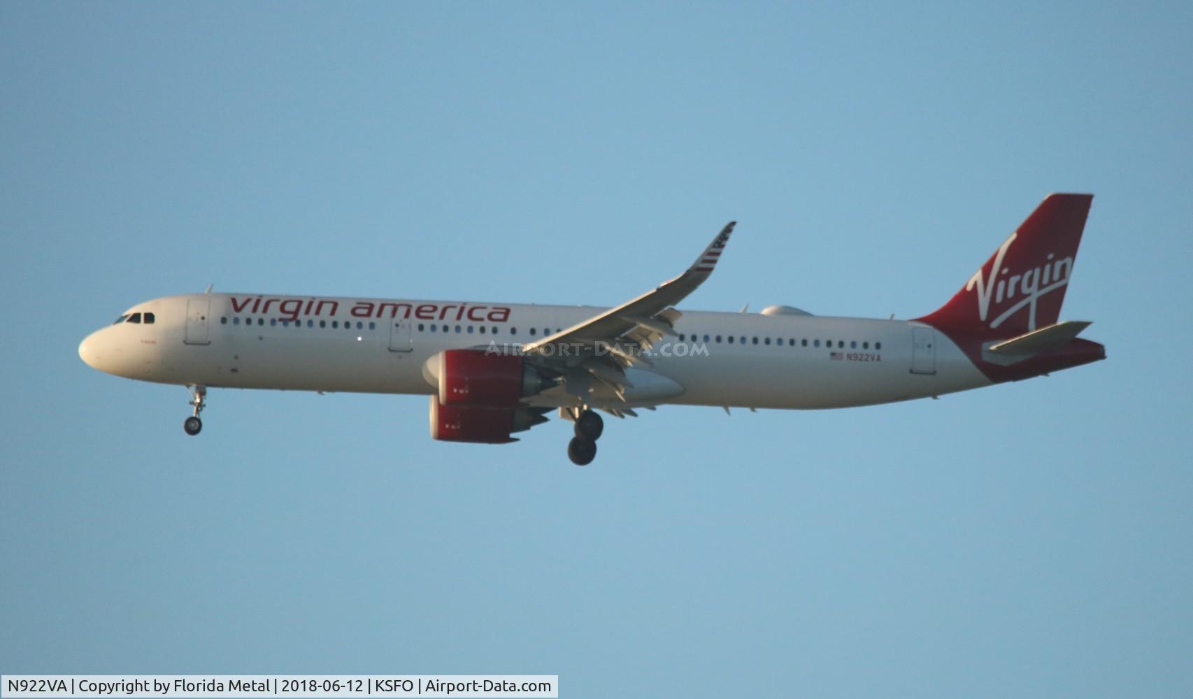 N922VA, 2017 Airbus A321-253N C/N 7639, Virgin America