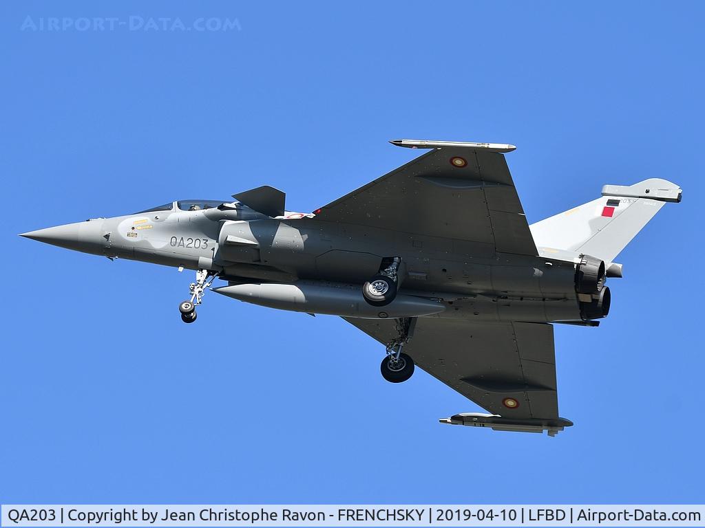 QA203, Dassault Rafale DQ C/N 203, Qatar Emiri Air Force landing runway 23 after training