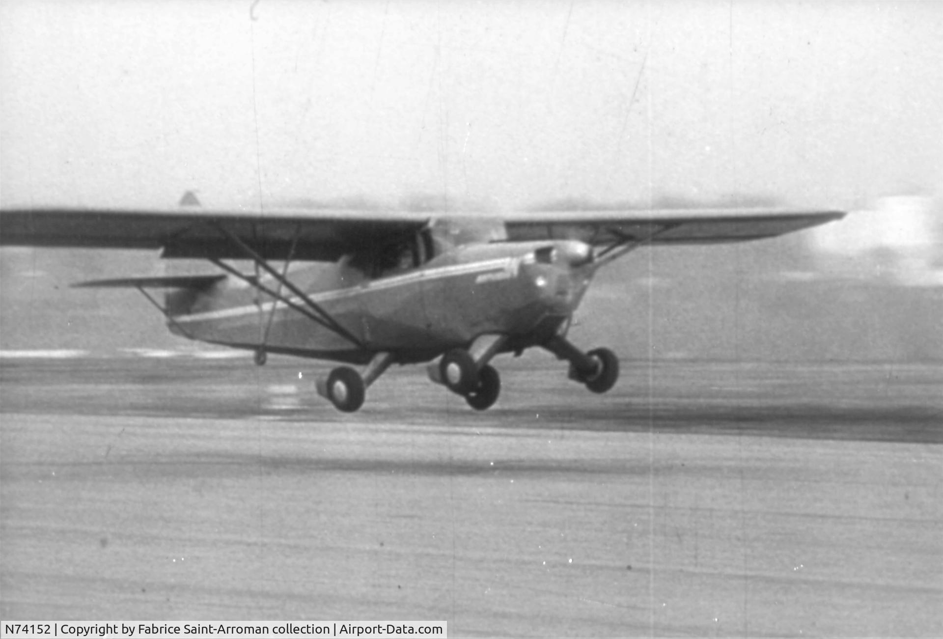 N74152, 1951 Taylorcraft CONTINENTAL FA-III C/N FA2101, seen at take-off; notice the unusual landing gear.