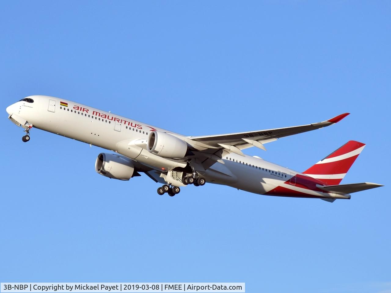 3B-NBP, 2017 Airbus A350-941 C/N 145, Taking off rwy 30